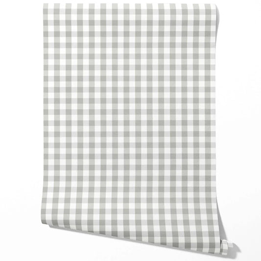 Geometric Gingham Traditional Wallpaper (Grey)