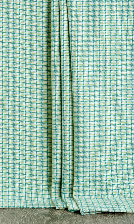 Basketweave Cotton Drapes (Green/ Blue)