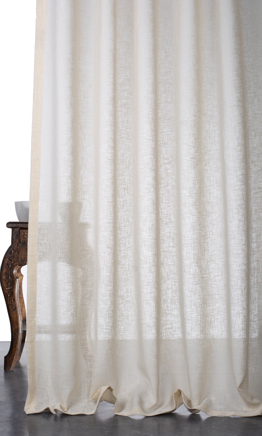 Textured Sheer Window Treatments Fabric Sample (Warm Ivory/ Pale Beige)