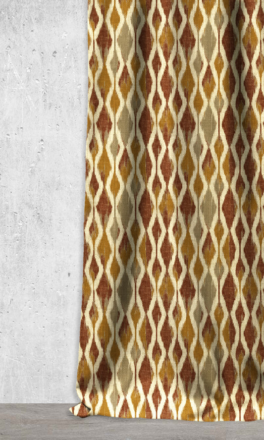 Ogee Patterned Ikat Curtains & Drapes