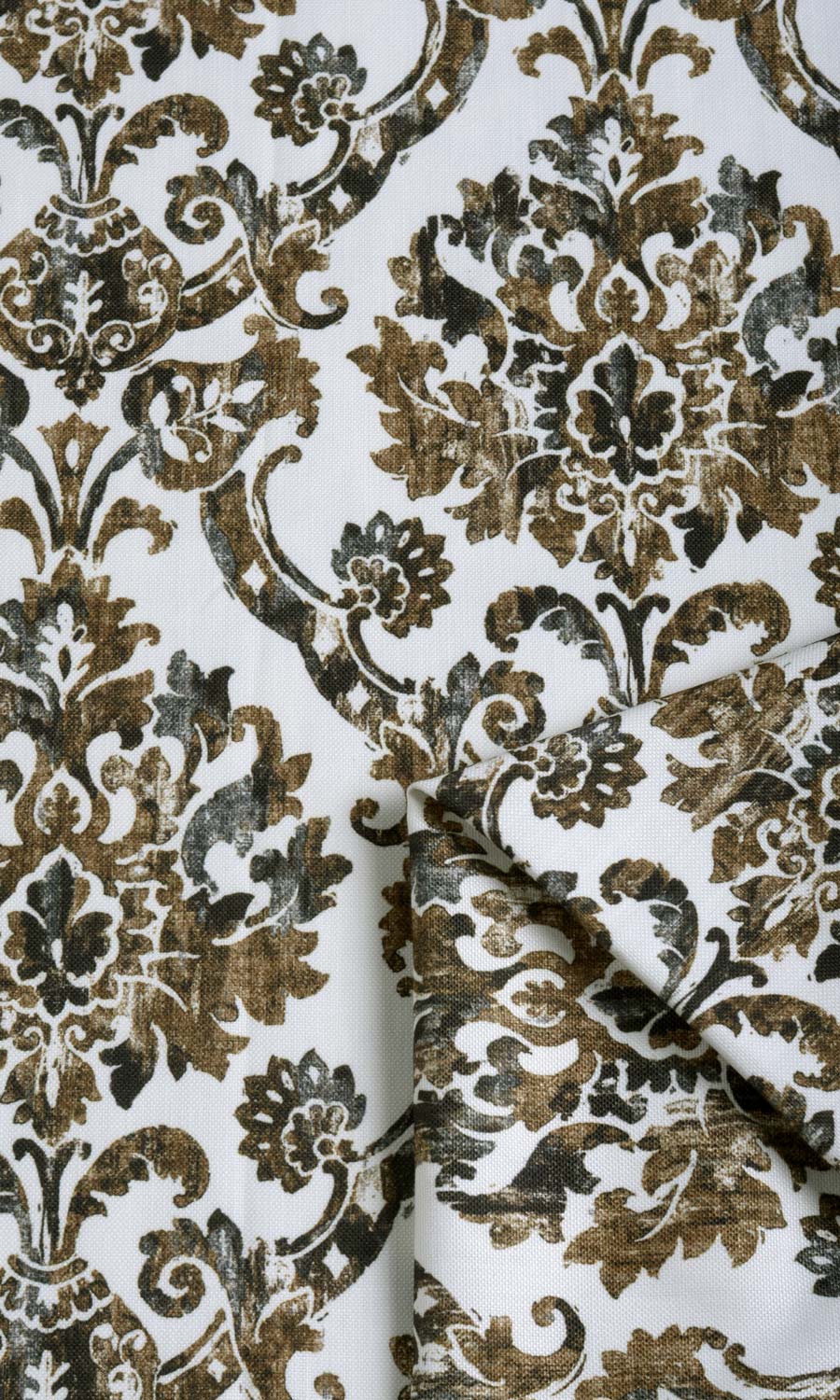 Damask Print Home Textile Fabric Material By the Metre (Brown/ Grey)