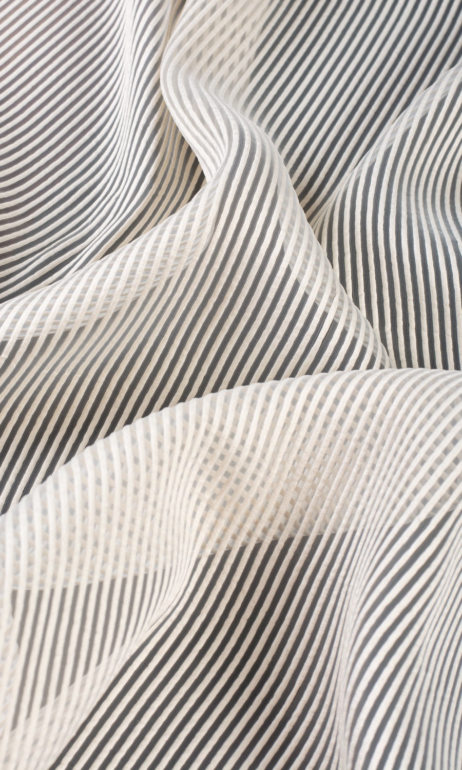Striped Sheer Window Treatments Fabric Sample (Pale Beige/ Ivory)