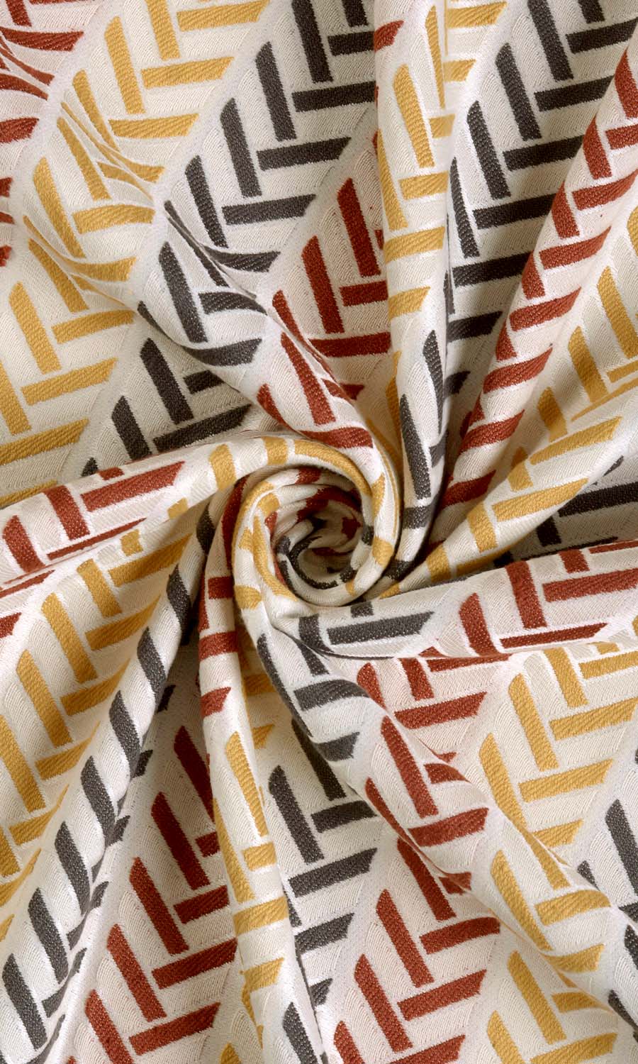 Herringbone Home Textile Fabric Material By the Metre (Red/ Yellow/ Charcoal)