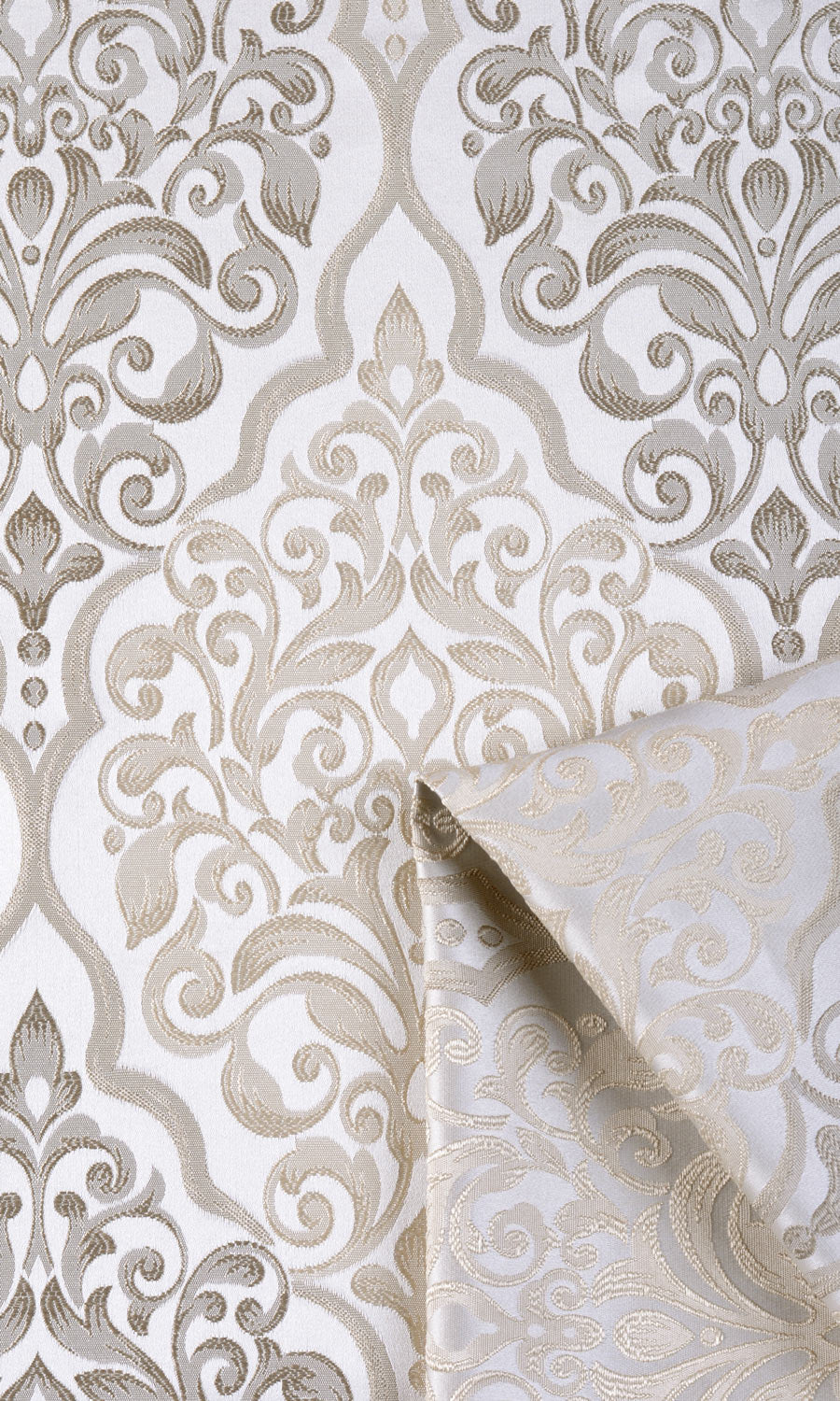 Damask Fabric Material By the Metre (Beige)