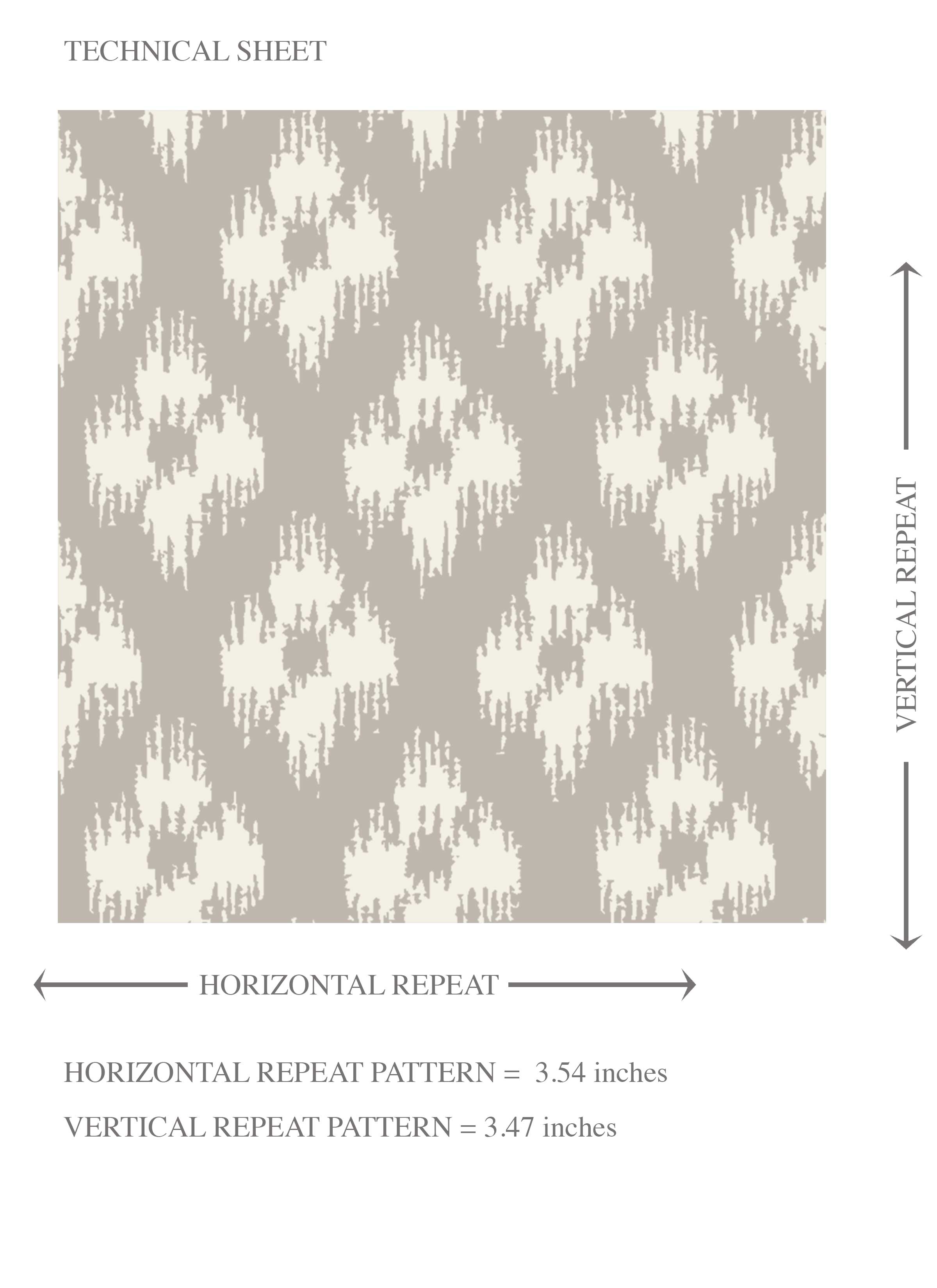 Neutral Small Geometric Ikat-Style Floral Block Print Kids Room Wallpaper (Gray/ White)