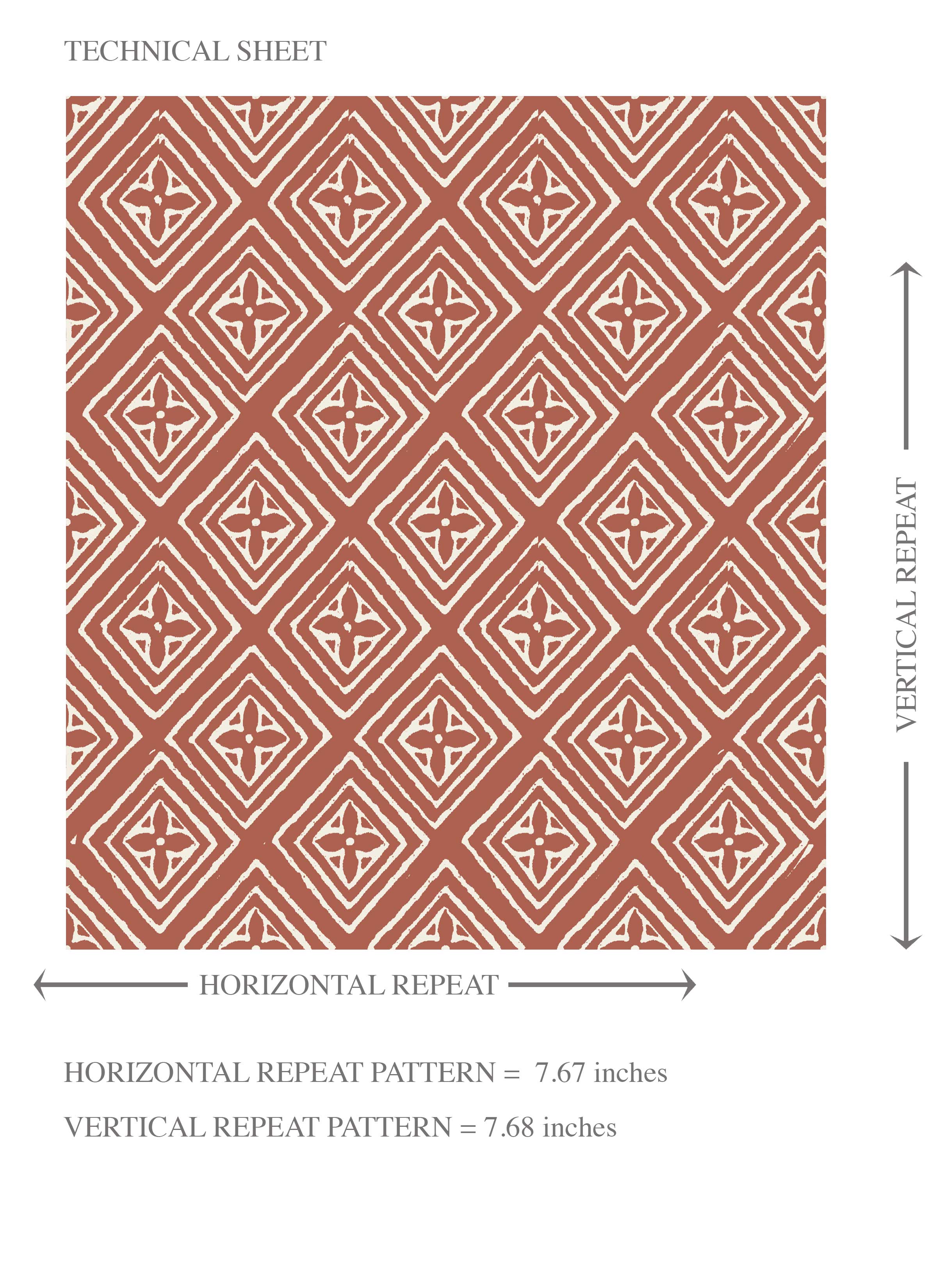 Small Diamond Lattice/ Textured Check Kids Room Wallpaper (Terracotta Red/ White)