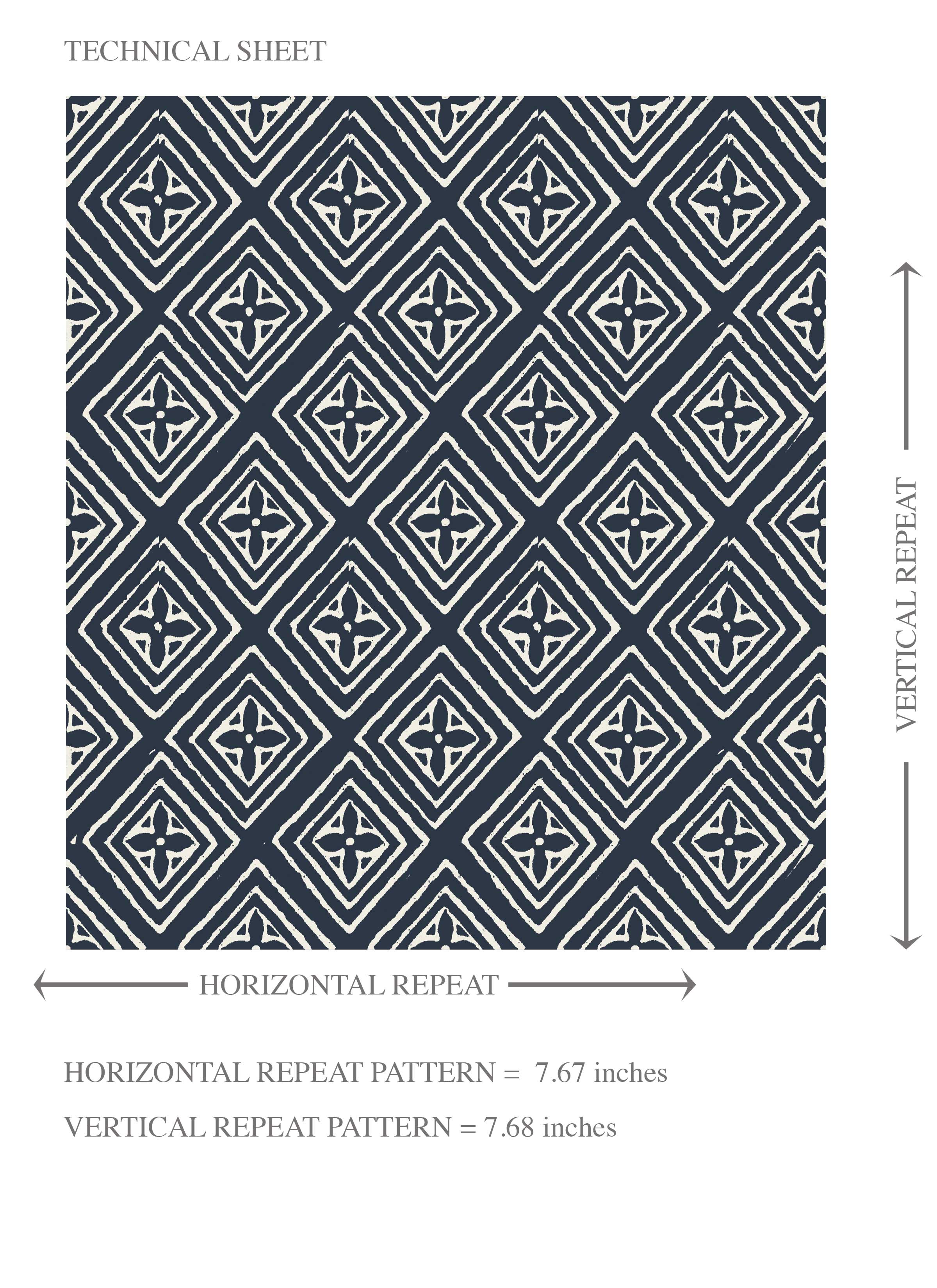 Small Diamond Lattice/ Textured Check Kids Room Wallpaper (Midnight Blue/ White)