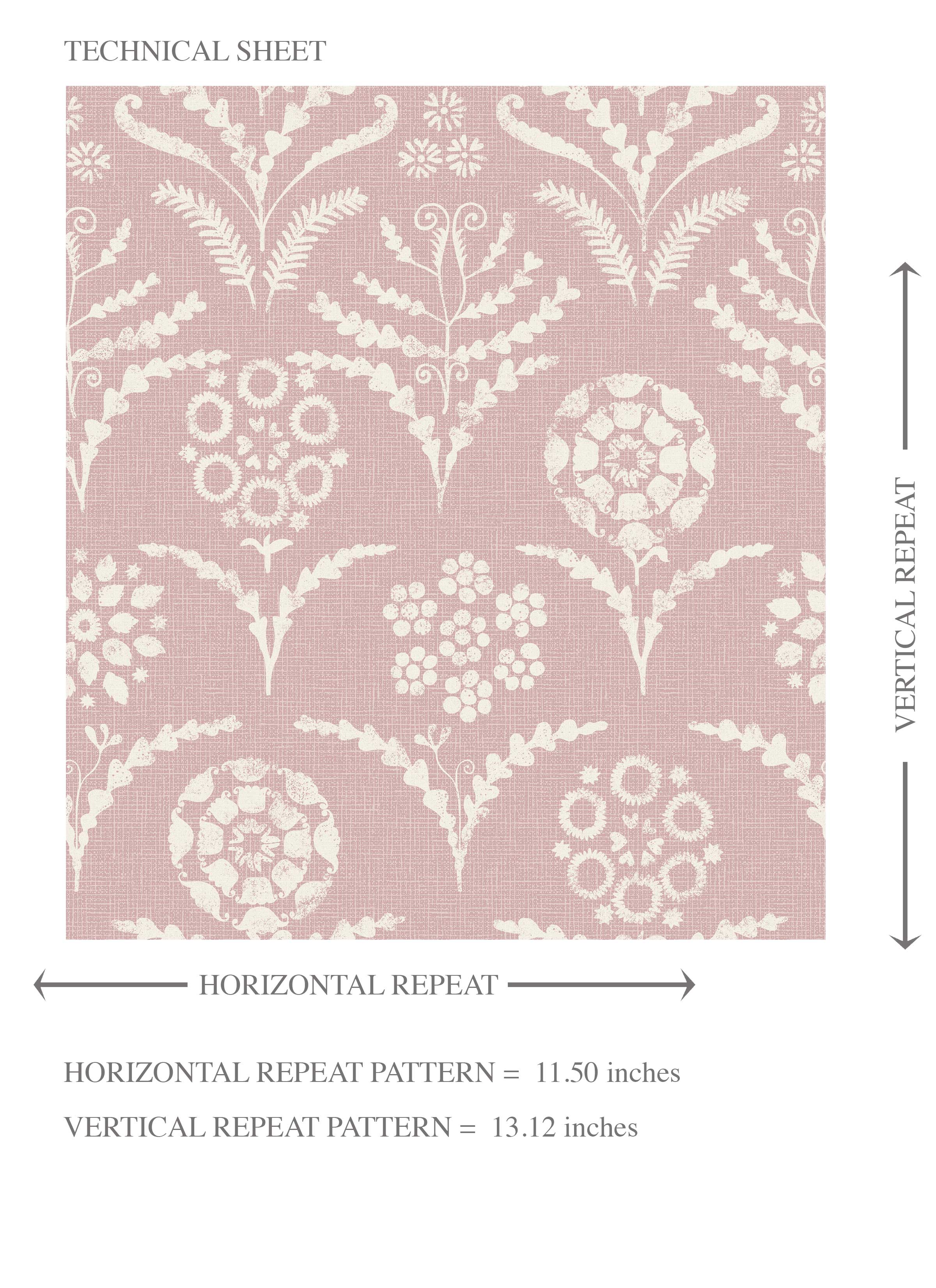 Modern Floral Botanical Kids Room Wallpaper (Pink/ White)