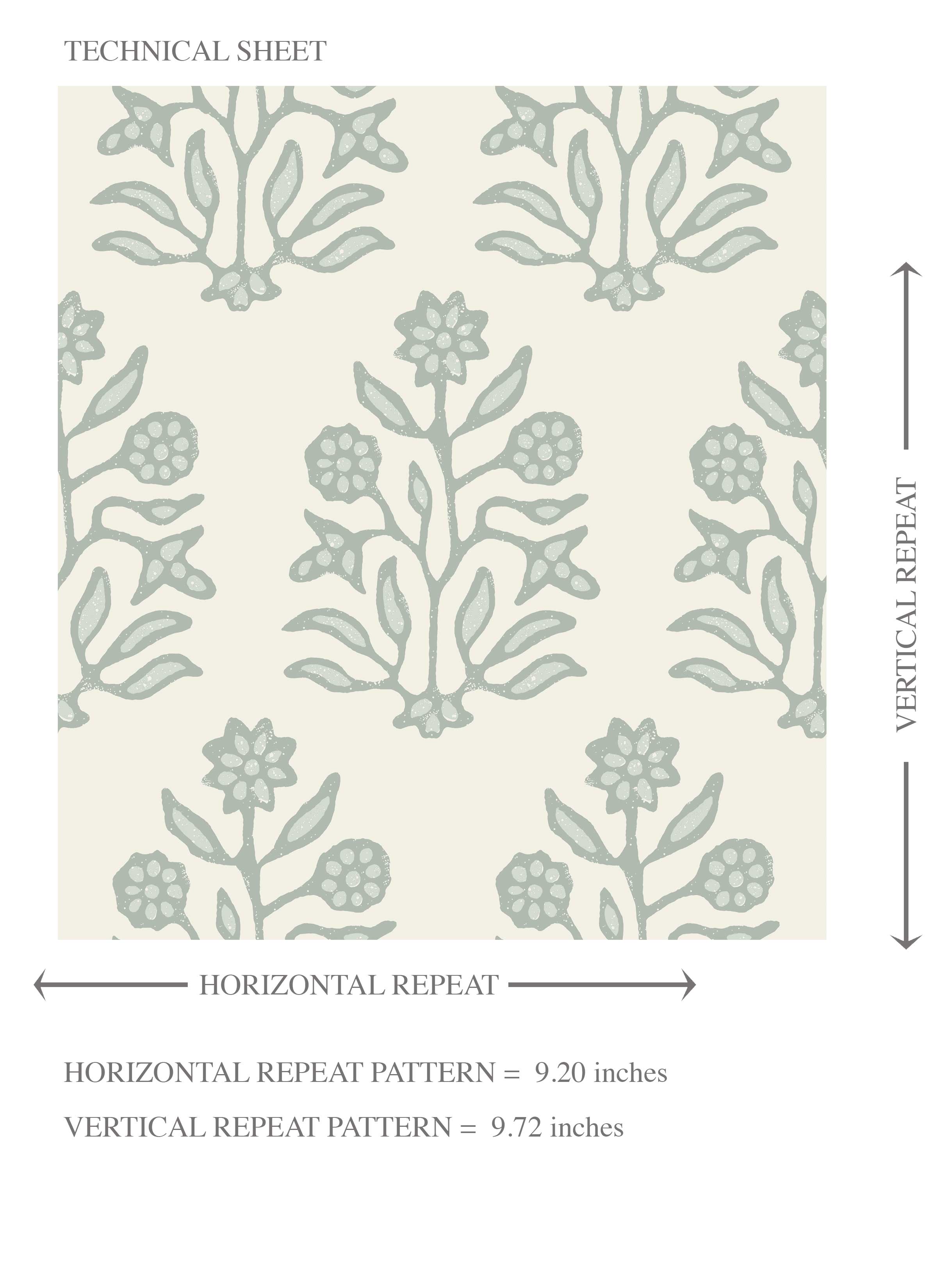 Vintage-Inspired Floral Block Print Kids Room Wallpaper (Cream/ Sage Green)
