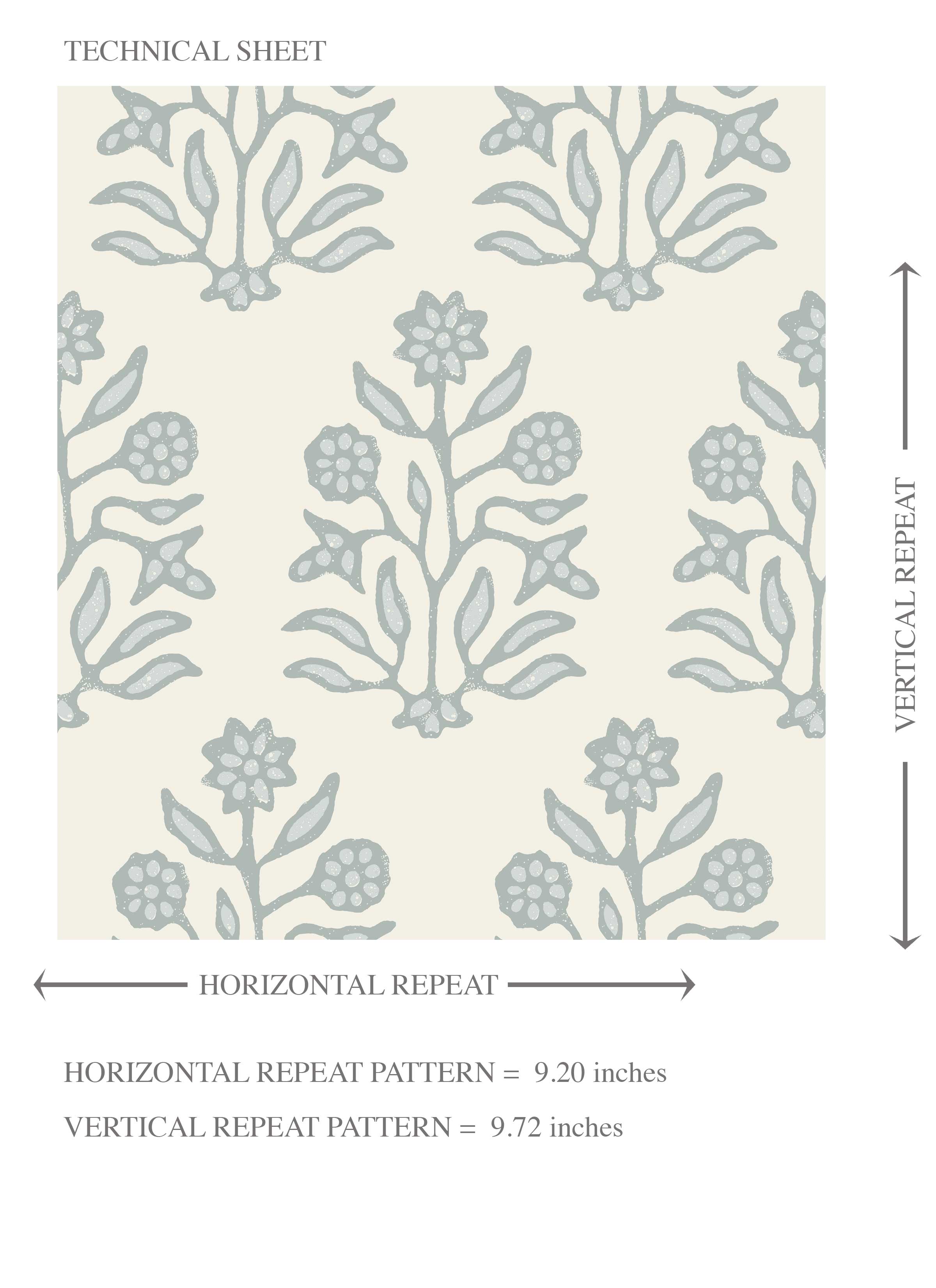 Vintage-Inspired Floral Block Print Kids Room Wallpaper (Cream/ Blue-Green)