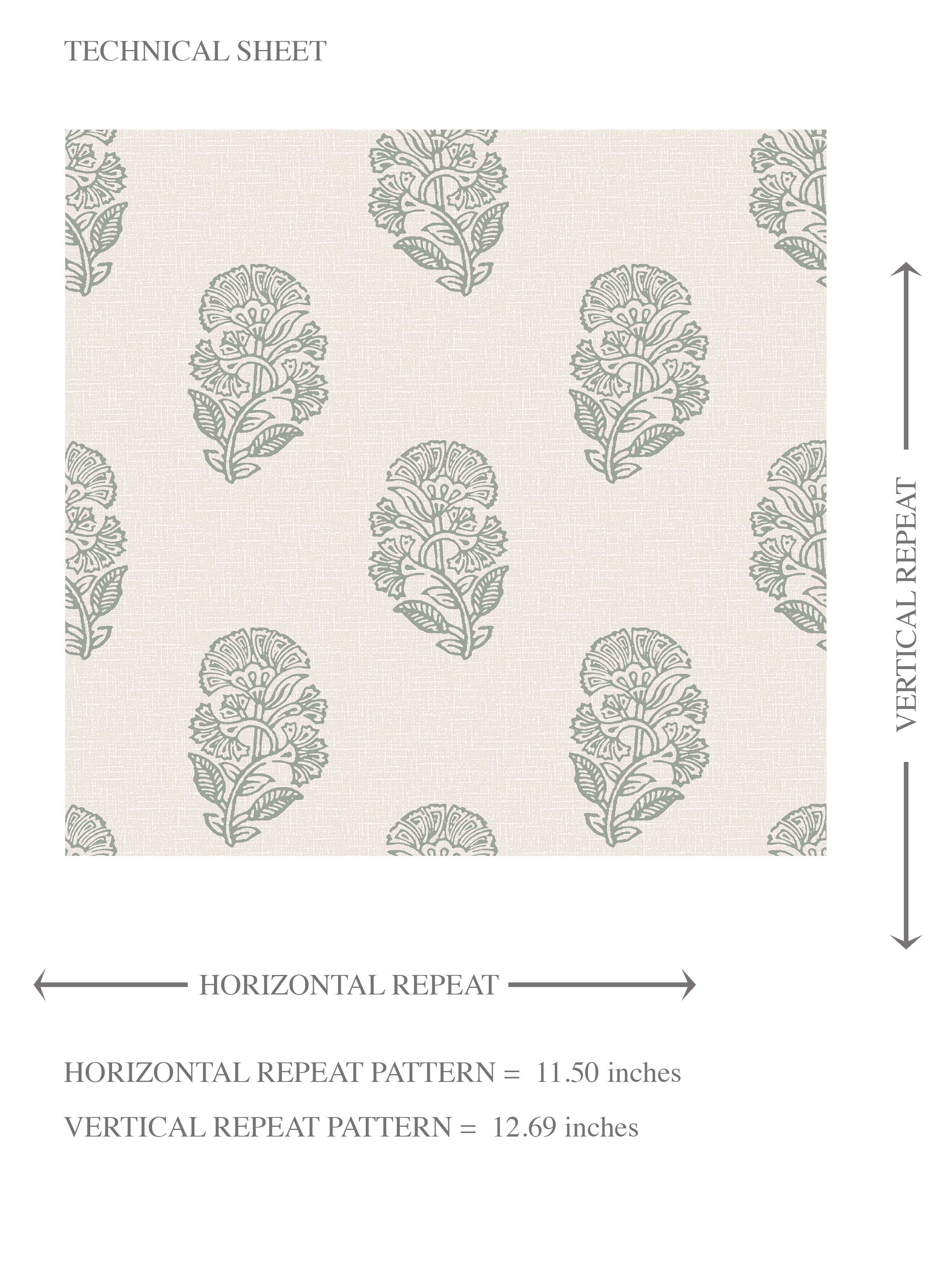 Neutral Botanical/ Floral Block Print Kids Room Wallpaper (Green-Gray/ Cream)