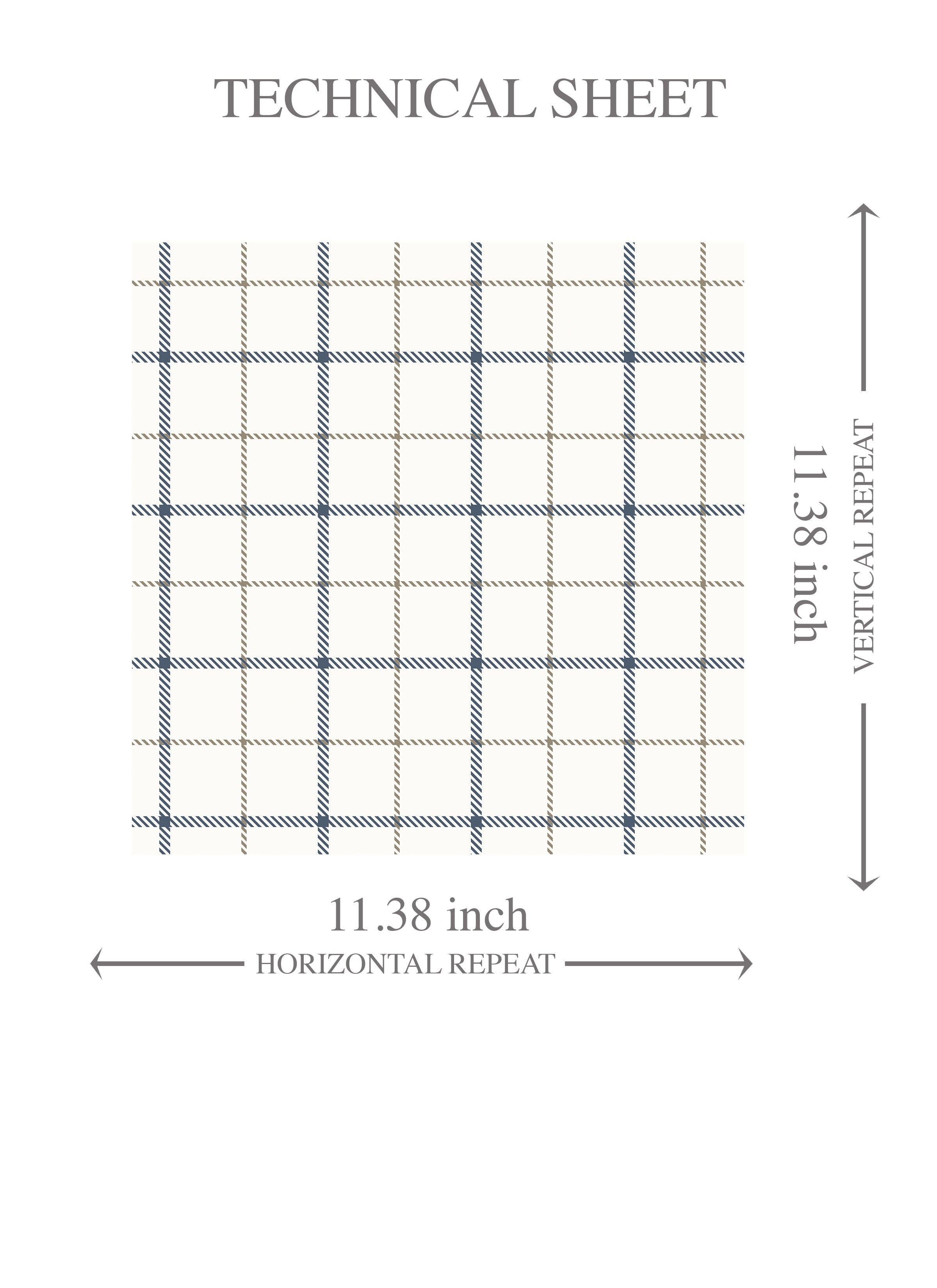 Windowpane Checkered/ Plaid Kids Room Wallpaper (Navy Blue/ White/ Taupe)
