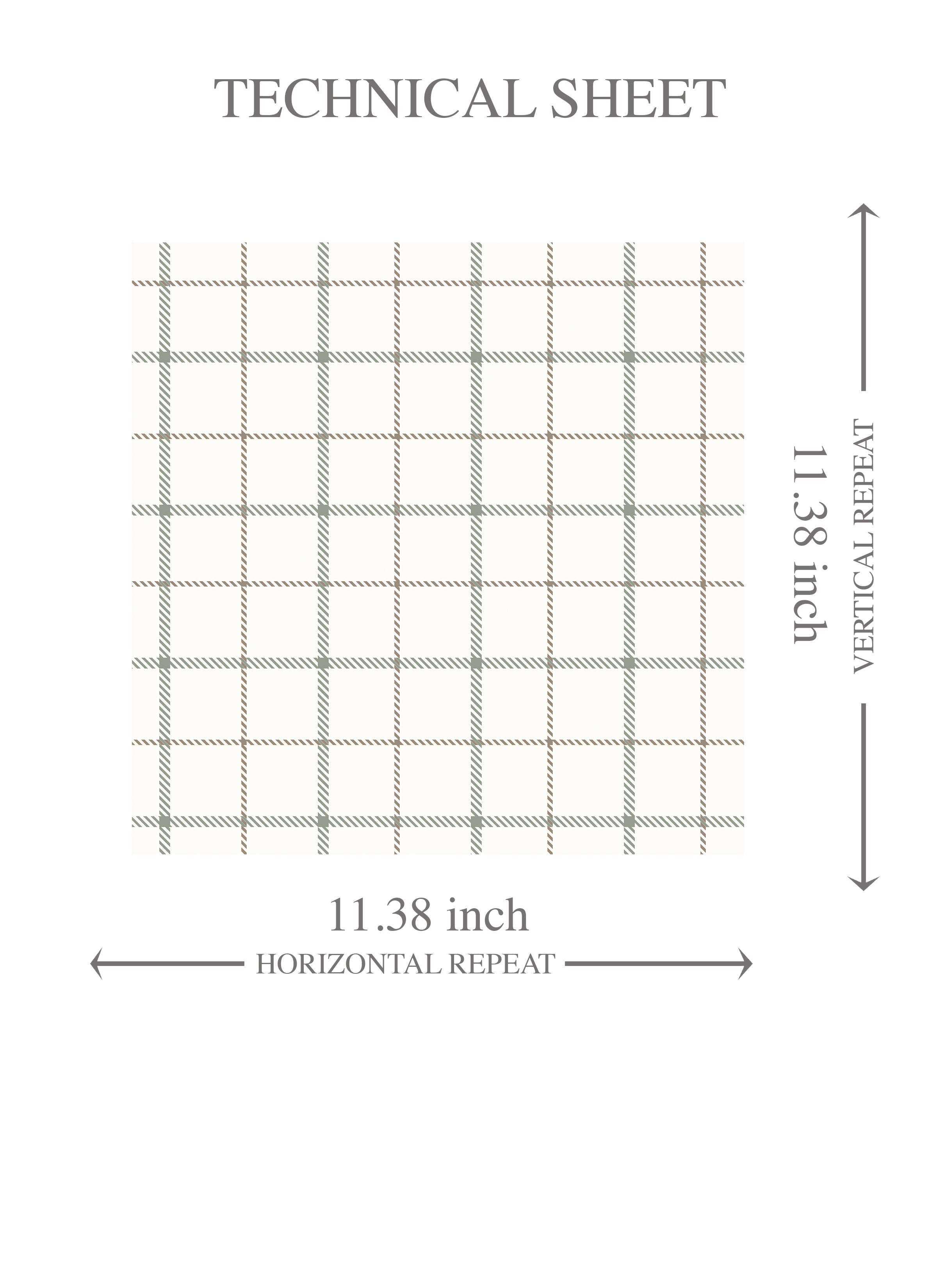 Windowpane Checkered/ Plaid Kids Room Wallpaper Sample Green/ White/ Taupe