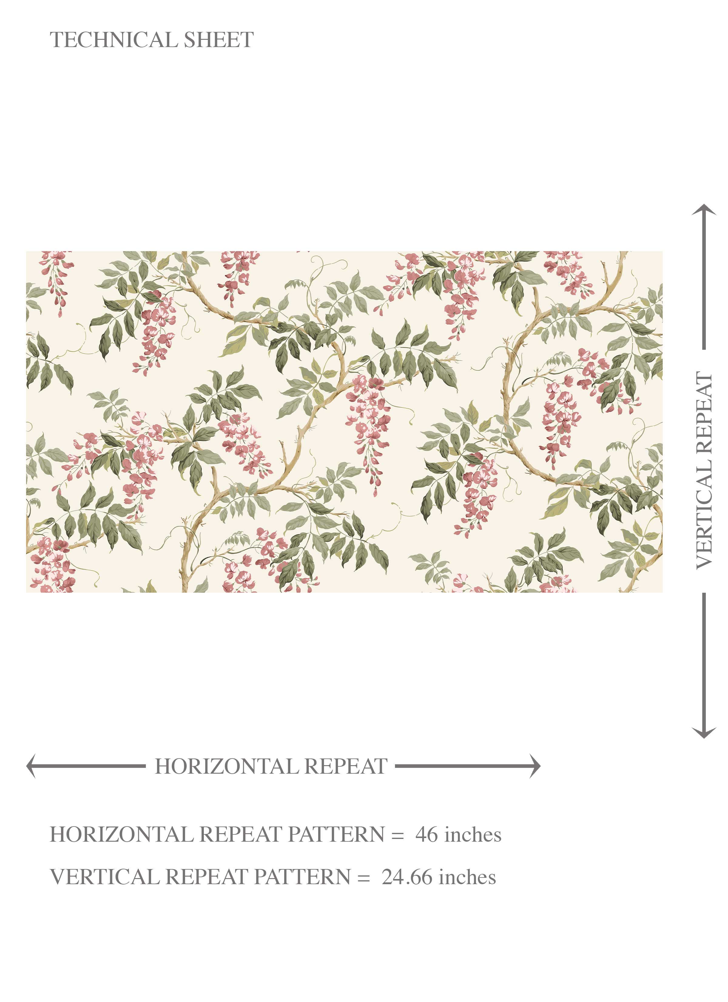 Floral Vine/ Botanical Patterned Kids Room Wallpaper Sample (Cream/ Pink/ Green)