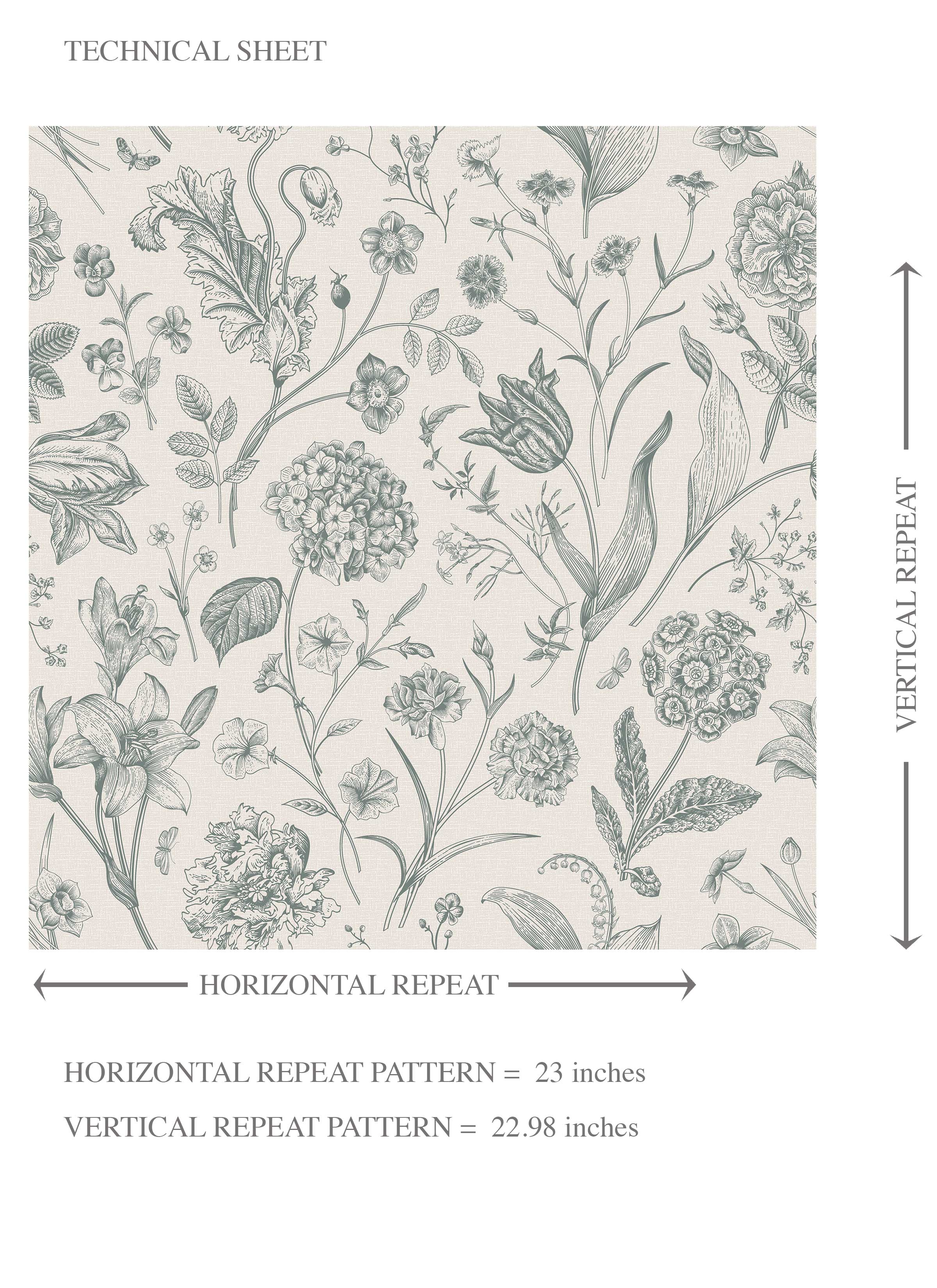 Floral/ Botanical Kids Room Wallpaper Sample (Teal Green)