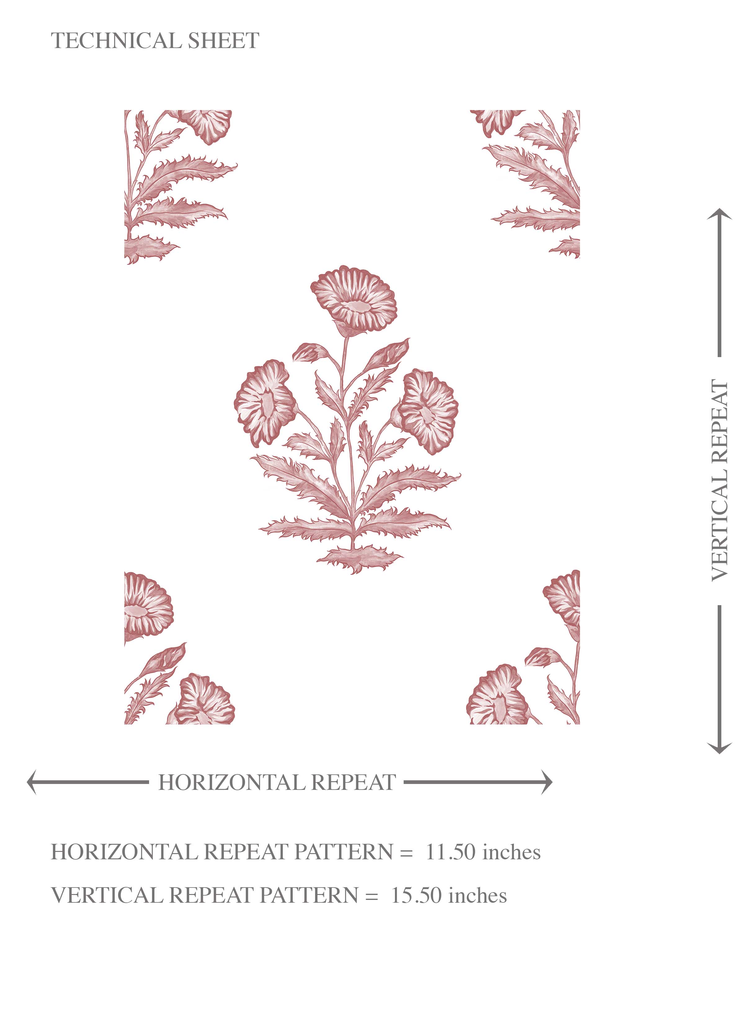 Floral Block Print Kids Room Wallpaper Sample (Pink/ White)