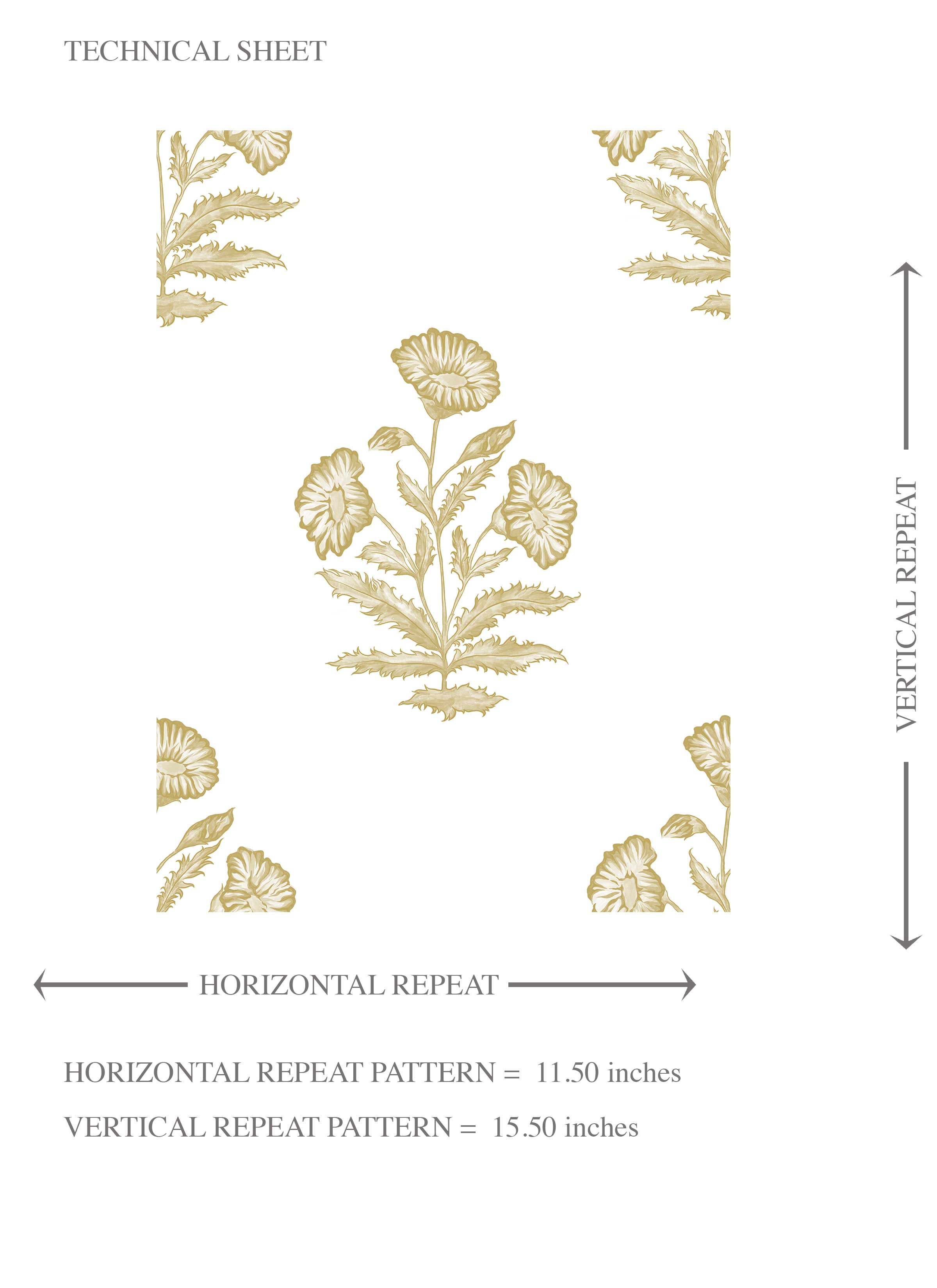 Floral Block Print Kids Room Wallpaper (Yellow-Green/ White)