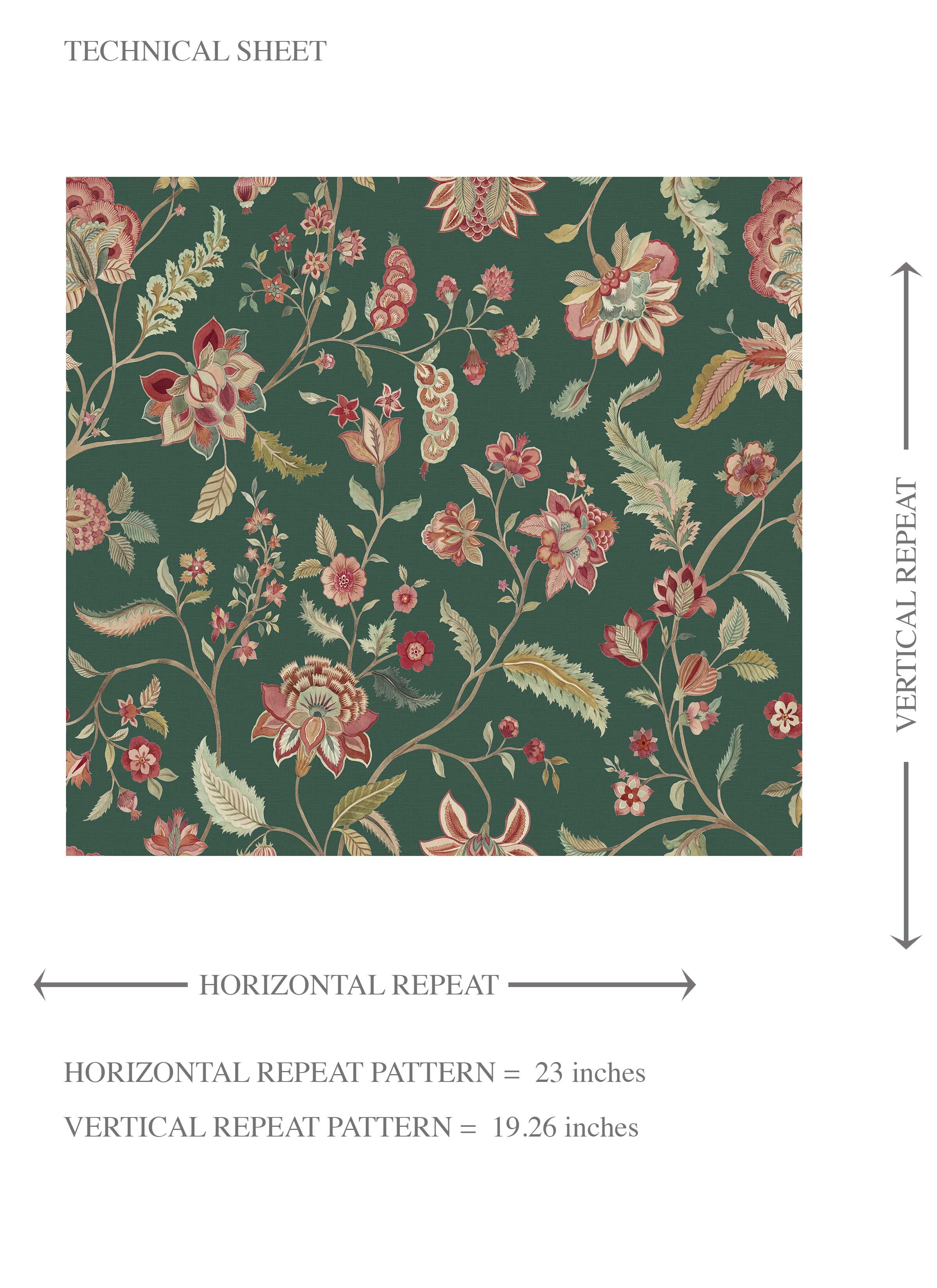 Floral/ Botanical Patterned Kids Room Wallpaper Sample (Green/ Red/ Pink)