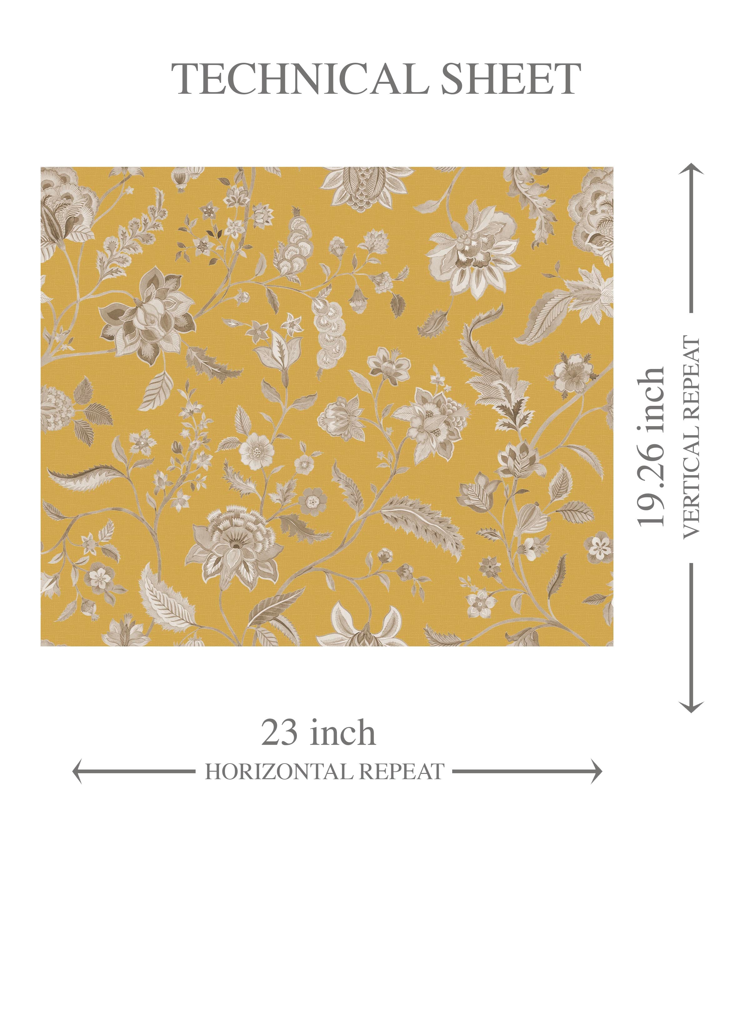 Floral Botanical Patterned Kids Room Wallpaper (Yellow/ Beige)