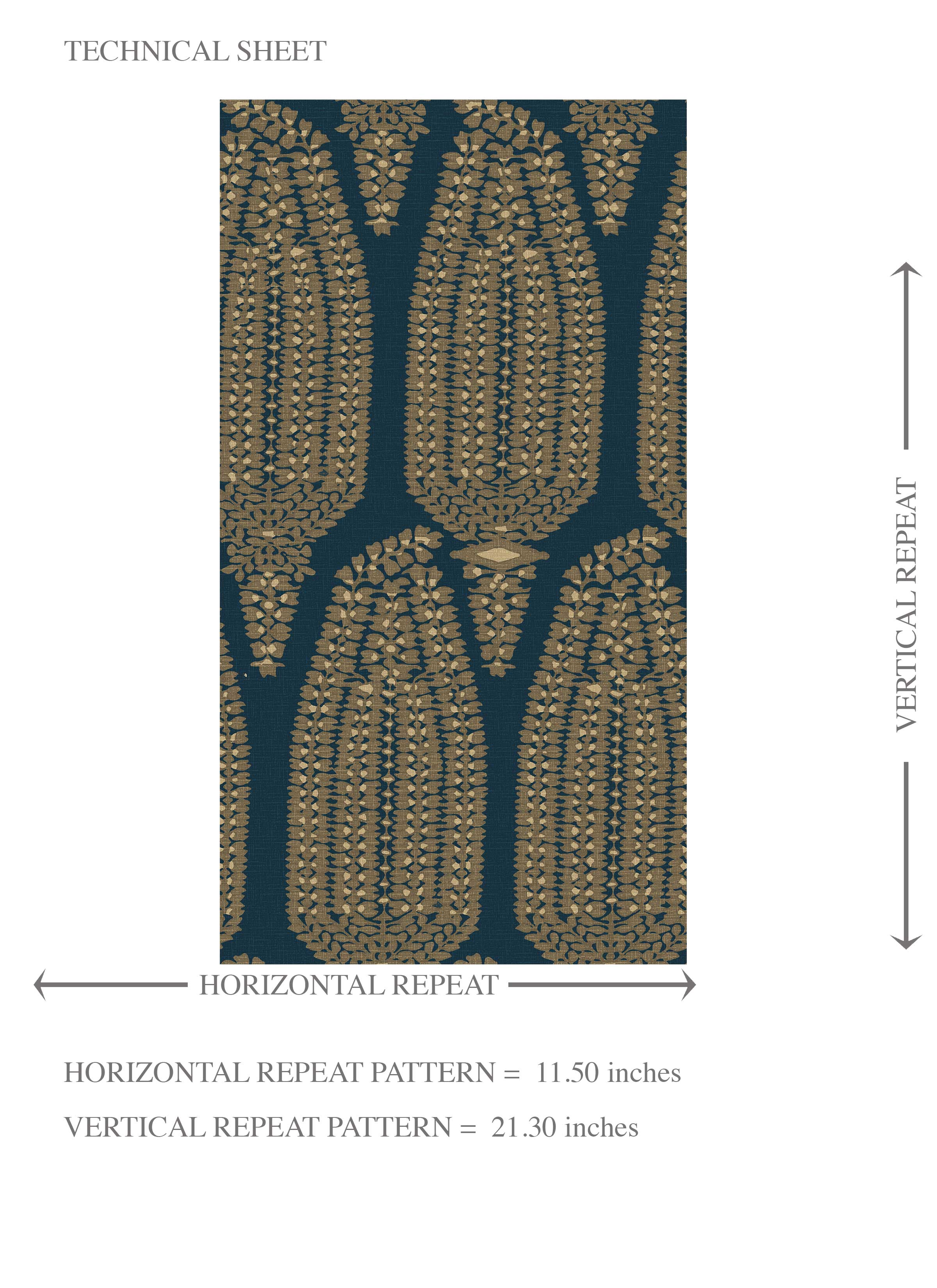 Paisley Floral Kids Room Wallpaper (Teal Blue/ Gold)