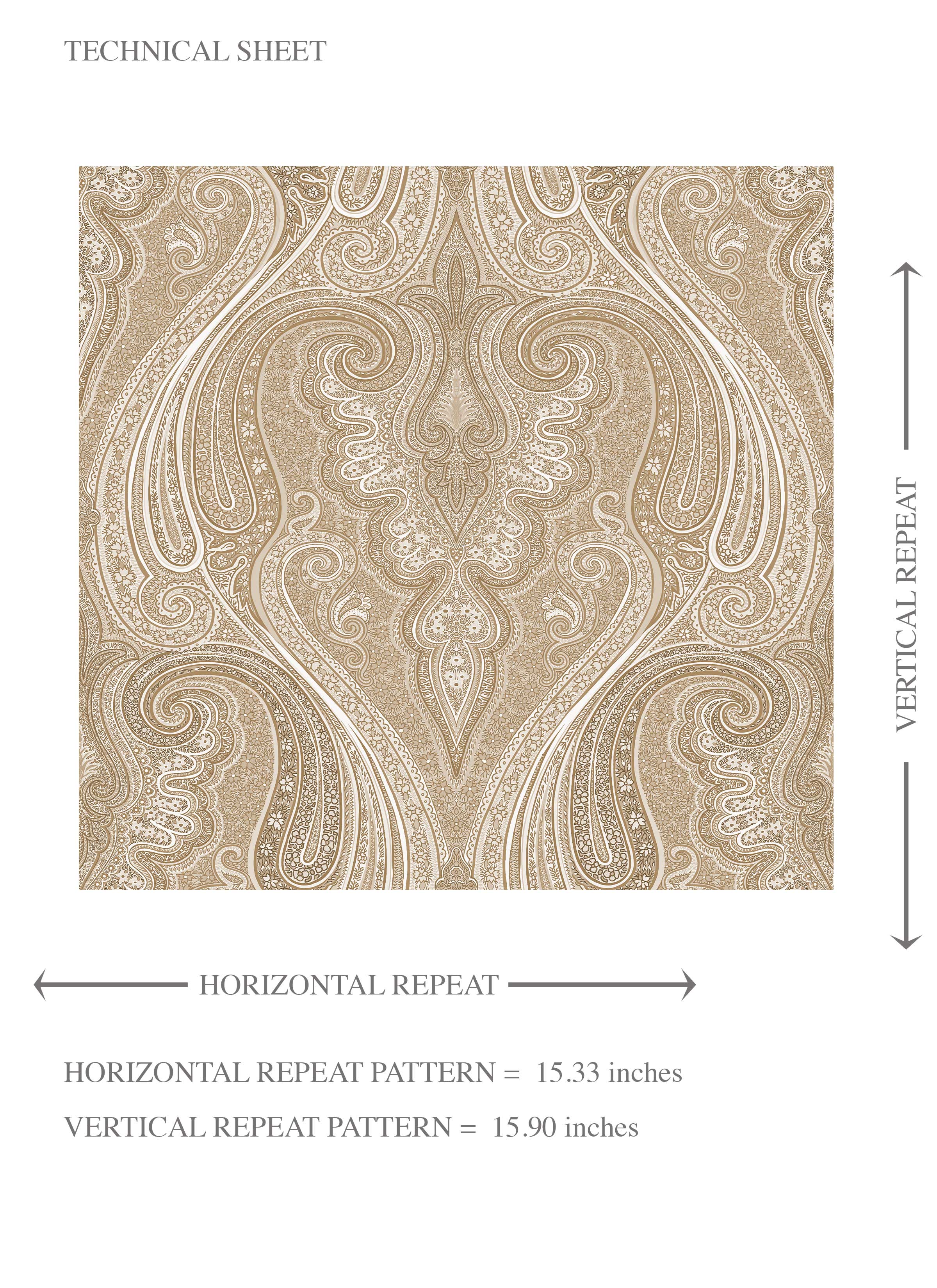 Neutral Paisley Floral/ Damask Patterned Kids Room Wallpaper Sample (Brown/ Beige/ Taupe)