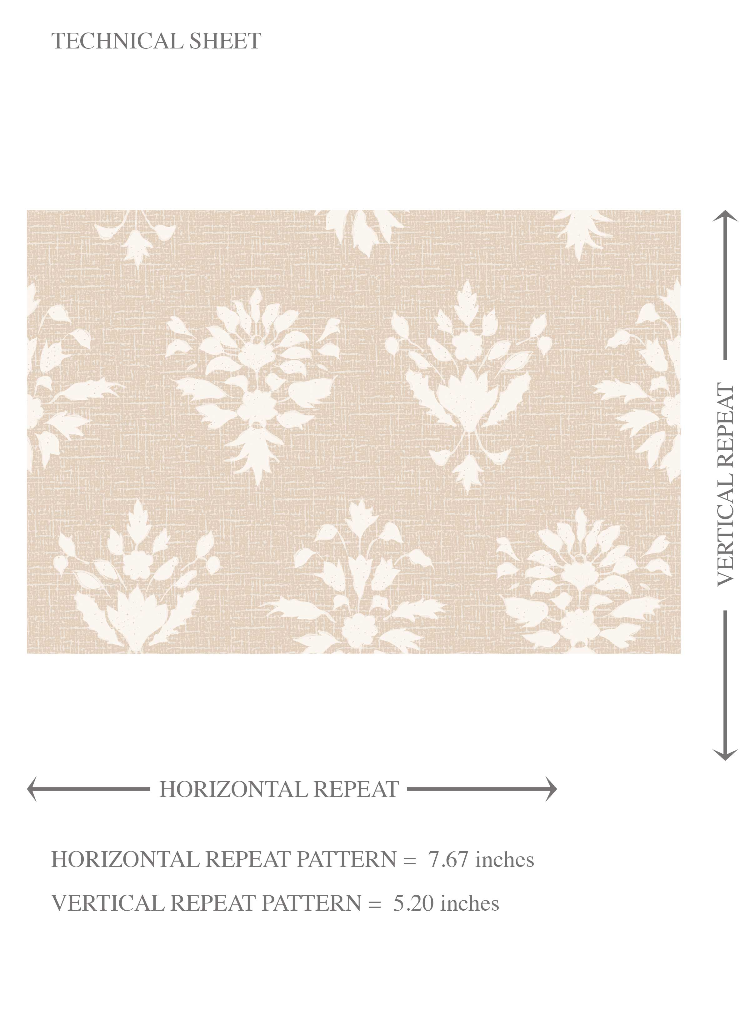 Neutral Floral Block Print Kids Room Wallpaper Sample (Beige/ Taupe/ Off-White)