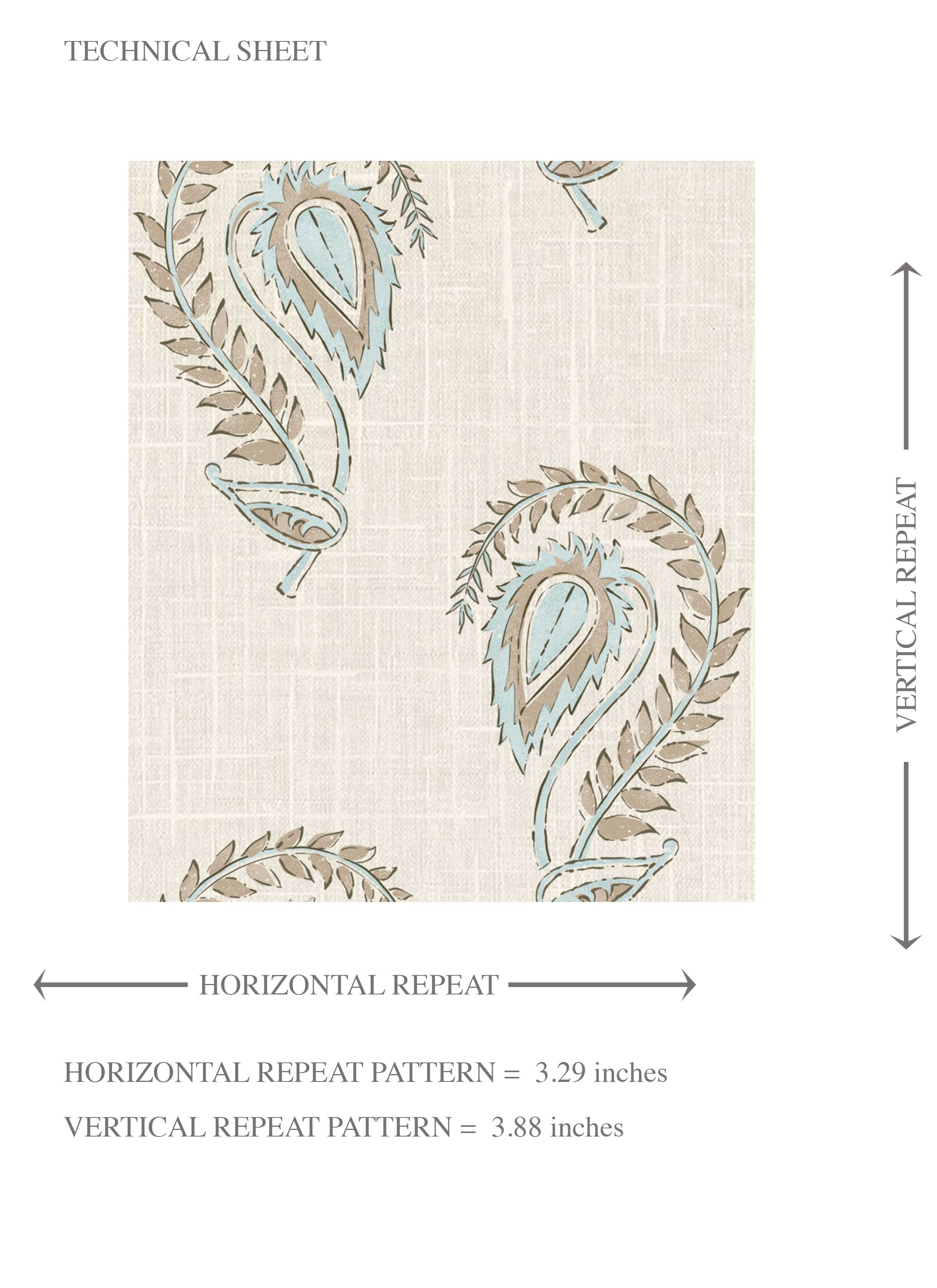Floral Paisley Kids Room Wallpaper Sample (Seafoam Blue/ Beige)