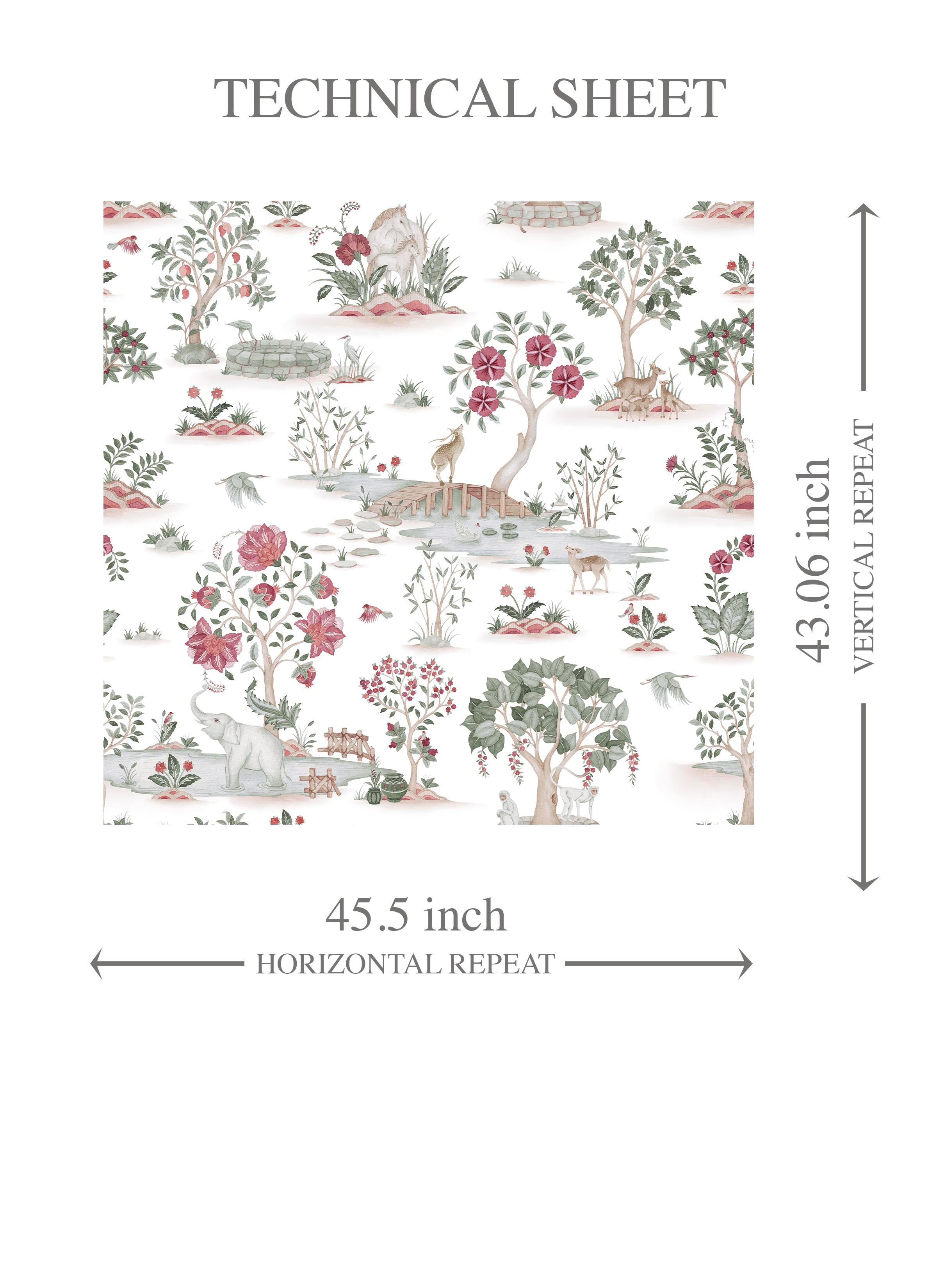 Modern Floral Botanical/ Nature Print Kids Room Wallpaper (White/ Pink/ Red/ Green/ Gray)