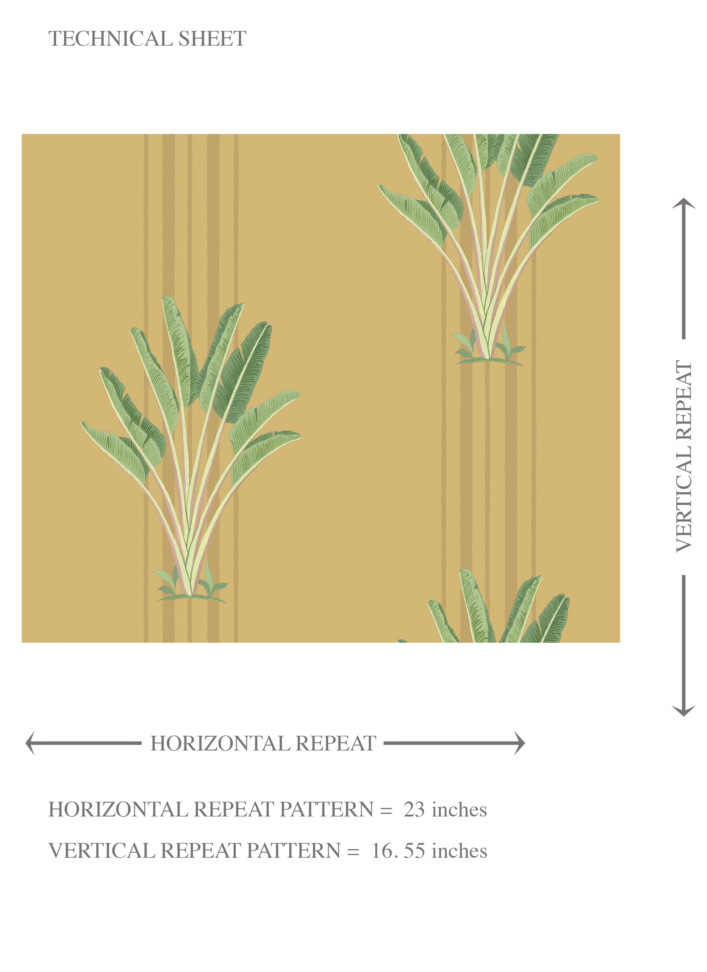 Botanical/ Floral Block Print Kids Room Wallpaper Sample (Yellow/ Green)