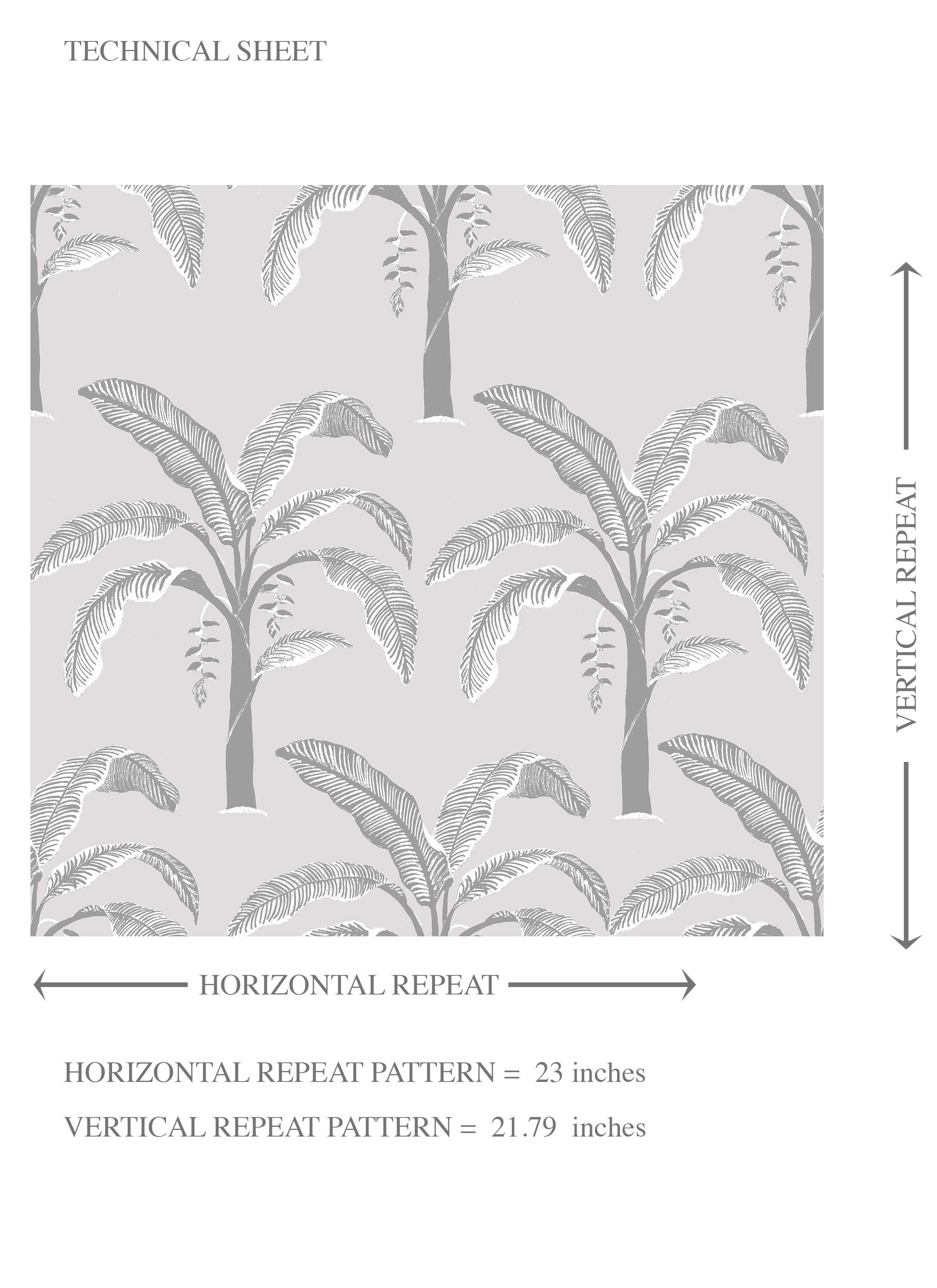 Floral/ Botanical Palm Trees Patterned Kids Room Wallpaper (Gray)