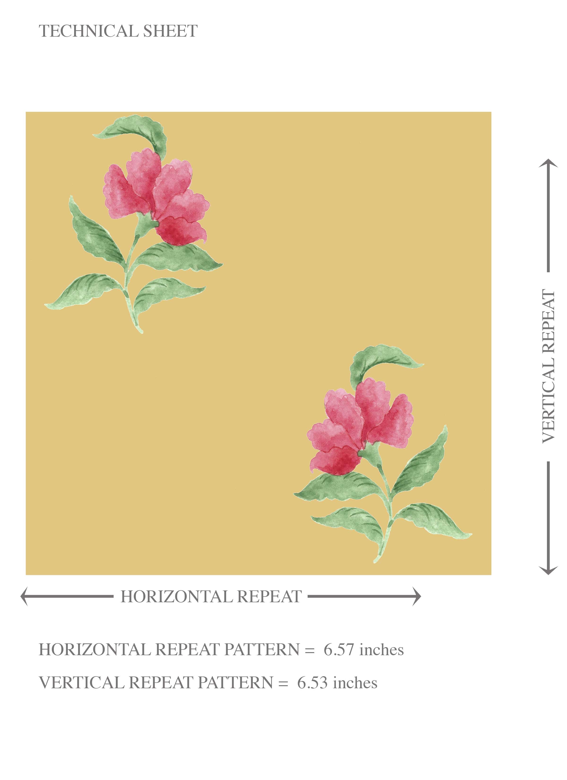 Vintage-Inspired Floral Block Print Kids Room Wallpaper Sample (Yellow/ Pink/ Green)