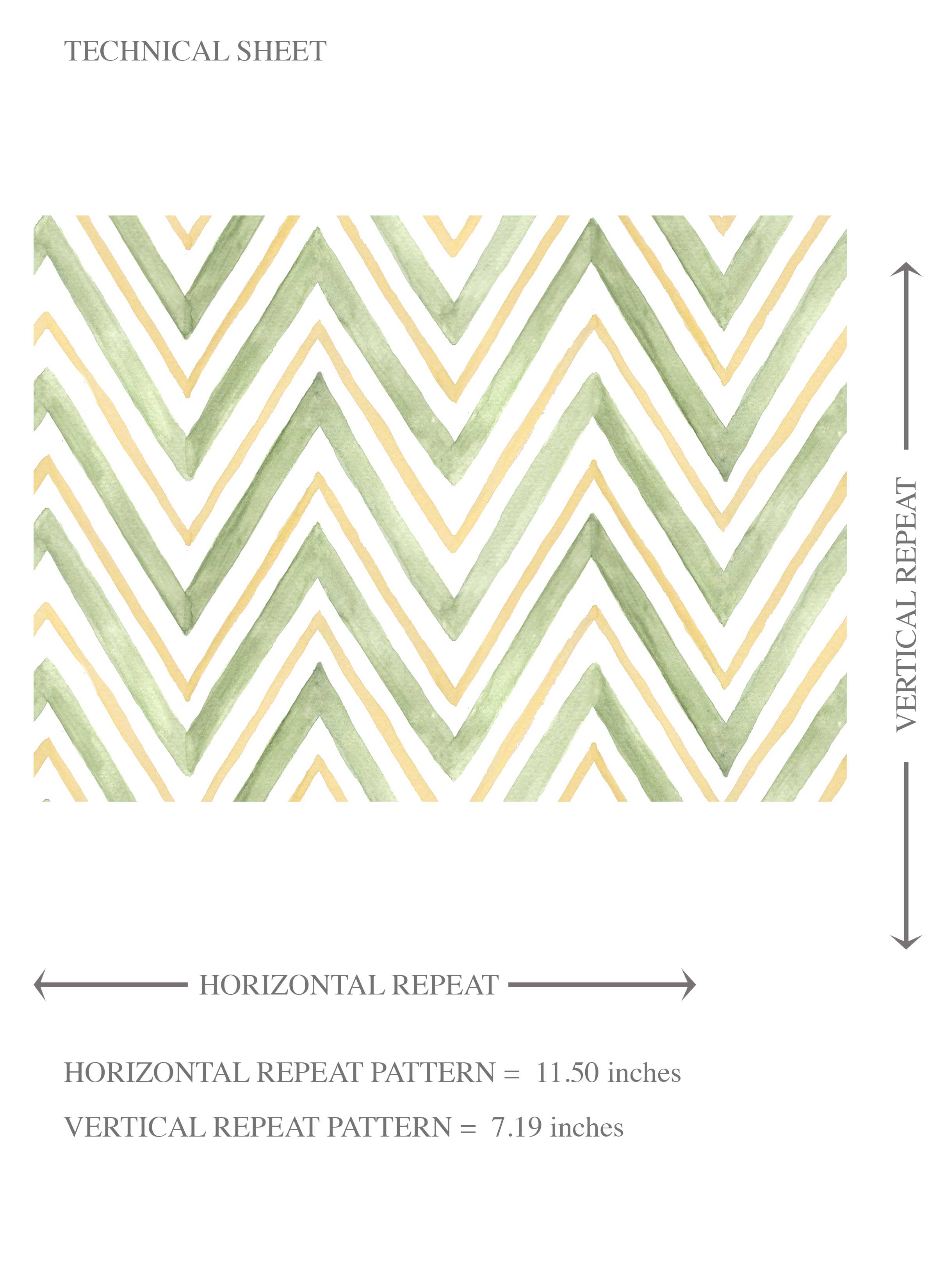 Geometric Zigzag/ Chevron Kids Room Wallpaper Sample (Green/ Yellow)