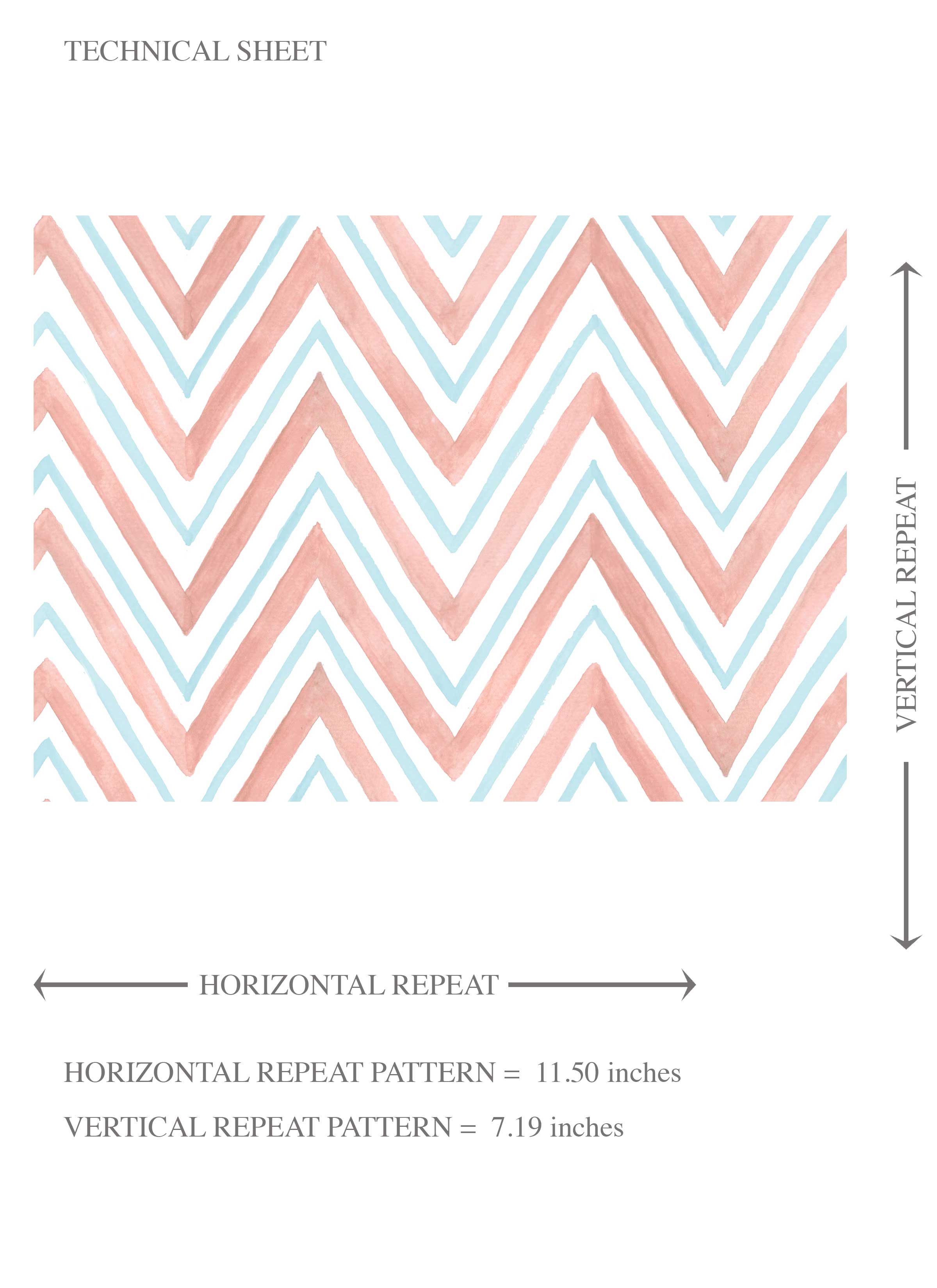 Geometric Zigzag/ Chevron Kids Room Wallpaper Sample (Coral Pink/ Blue)