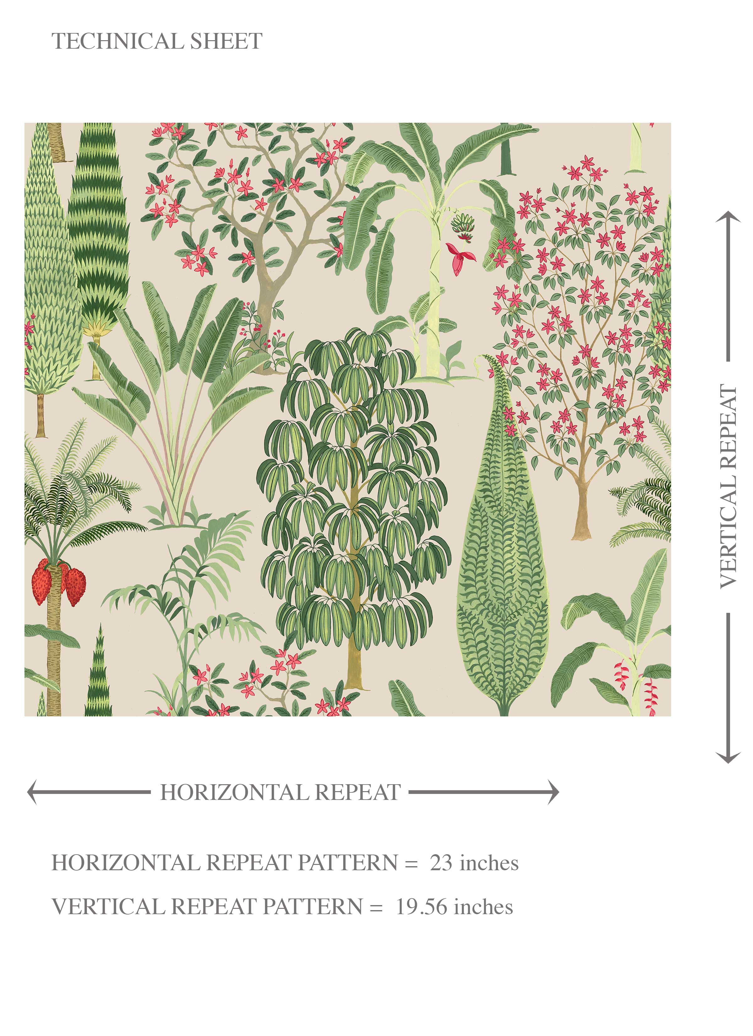 Tropical Floral/ Botanical Kids Room Wallpaper (Beige/ Green/ Pink/ Red)