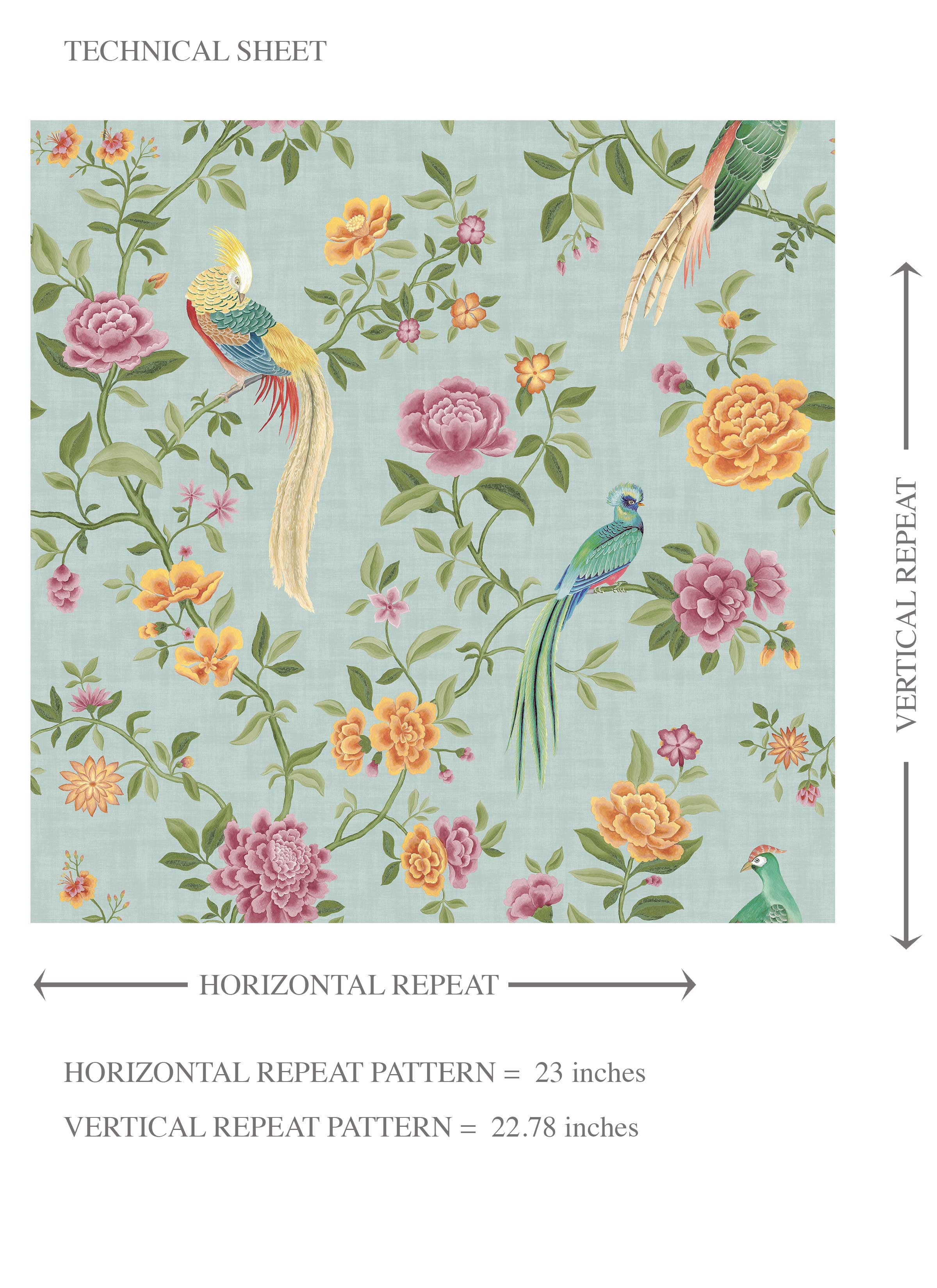 Floral Chinoiserie/ Nature Bird Print Kids Room Wallpaper (Blue/ Pink/ Green/ Yellow/ Orange)