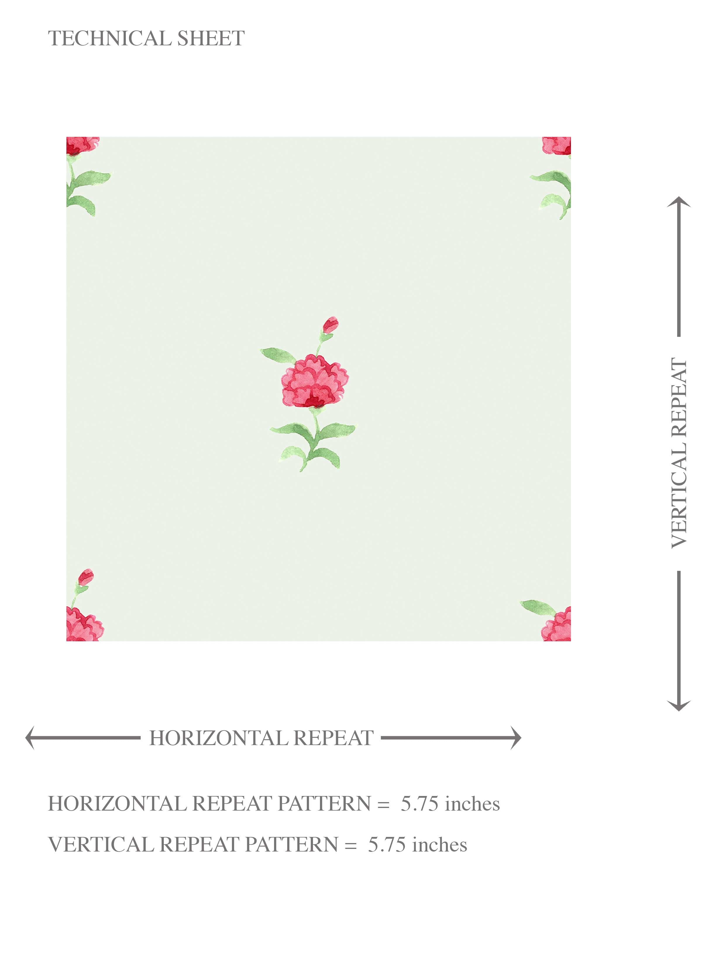 Vintage-Inspired Floral Block Print Kids Room Wallpaper (Mint Green/ Pink)