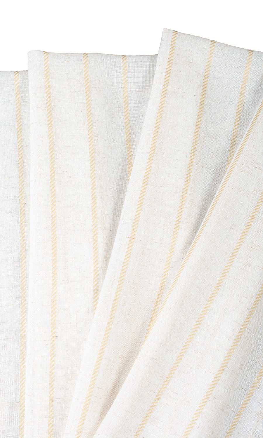 Striped Sheer Fabric Material By the Metre (White/ Mustard Beige)