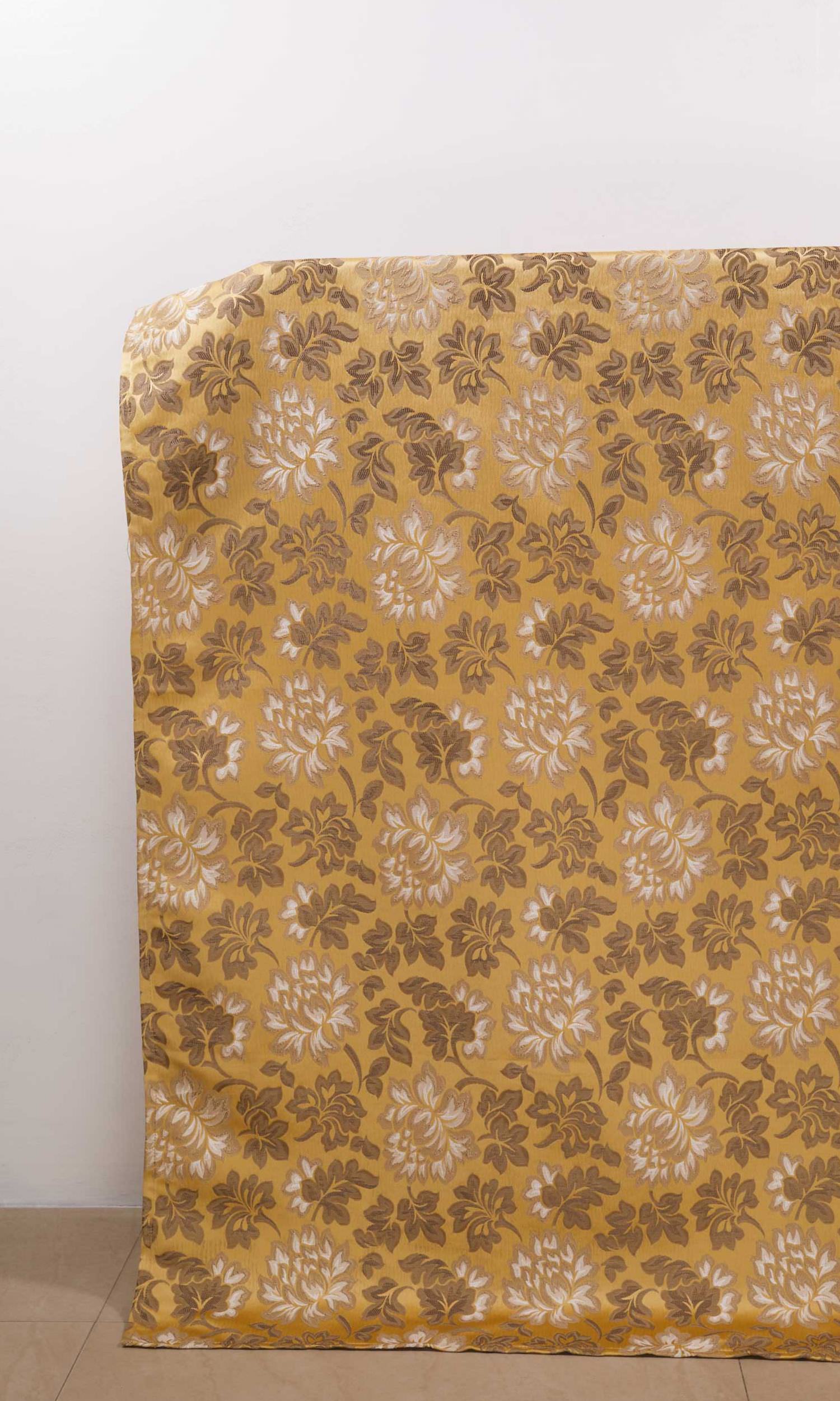 Floral Window Treatments Fabric By the Metre (Mustard)