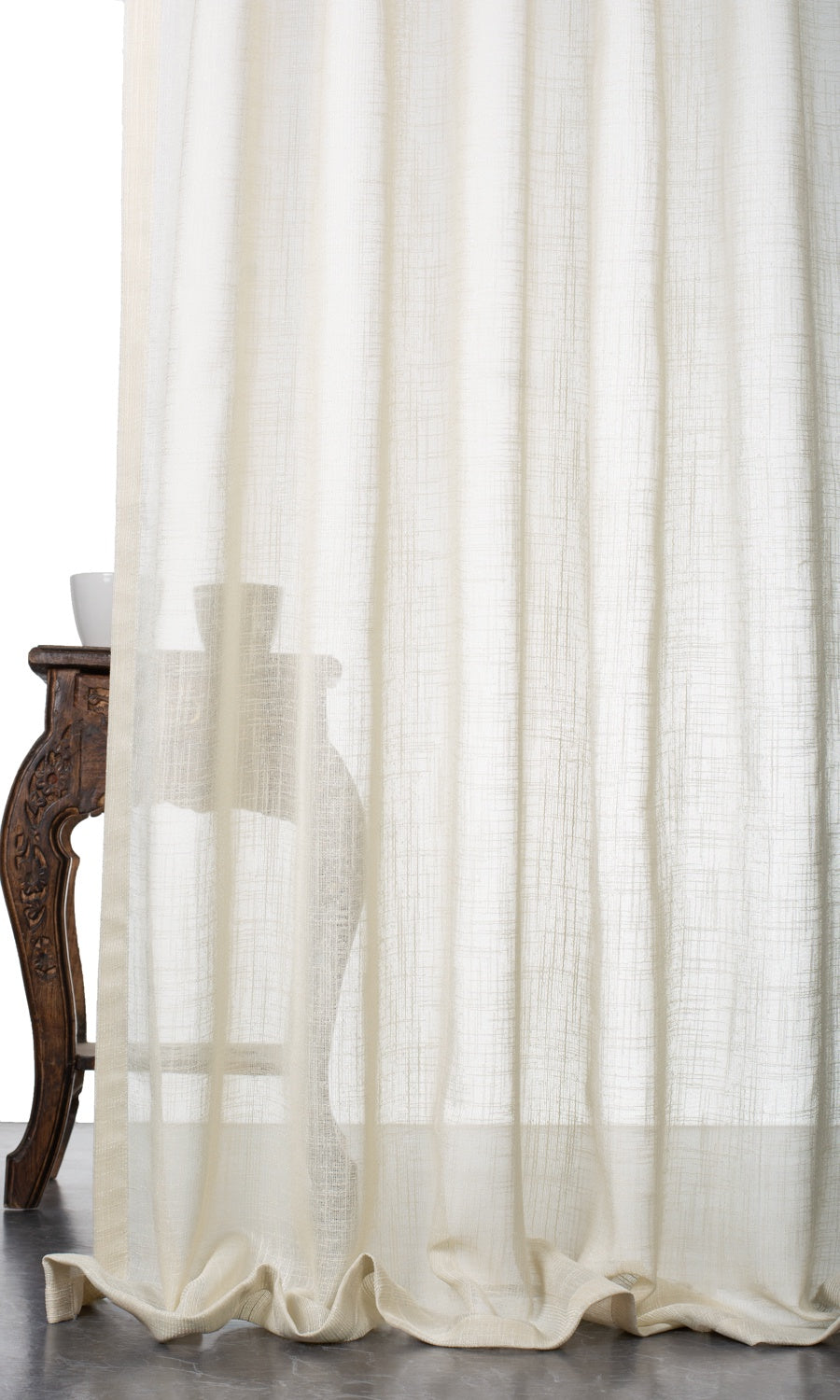 Textured Stripe Sheer Window Treatments Fabric Sample (Almond Cream)