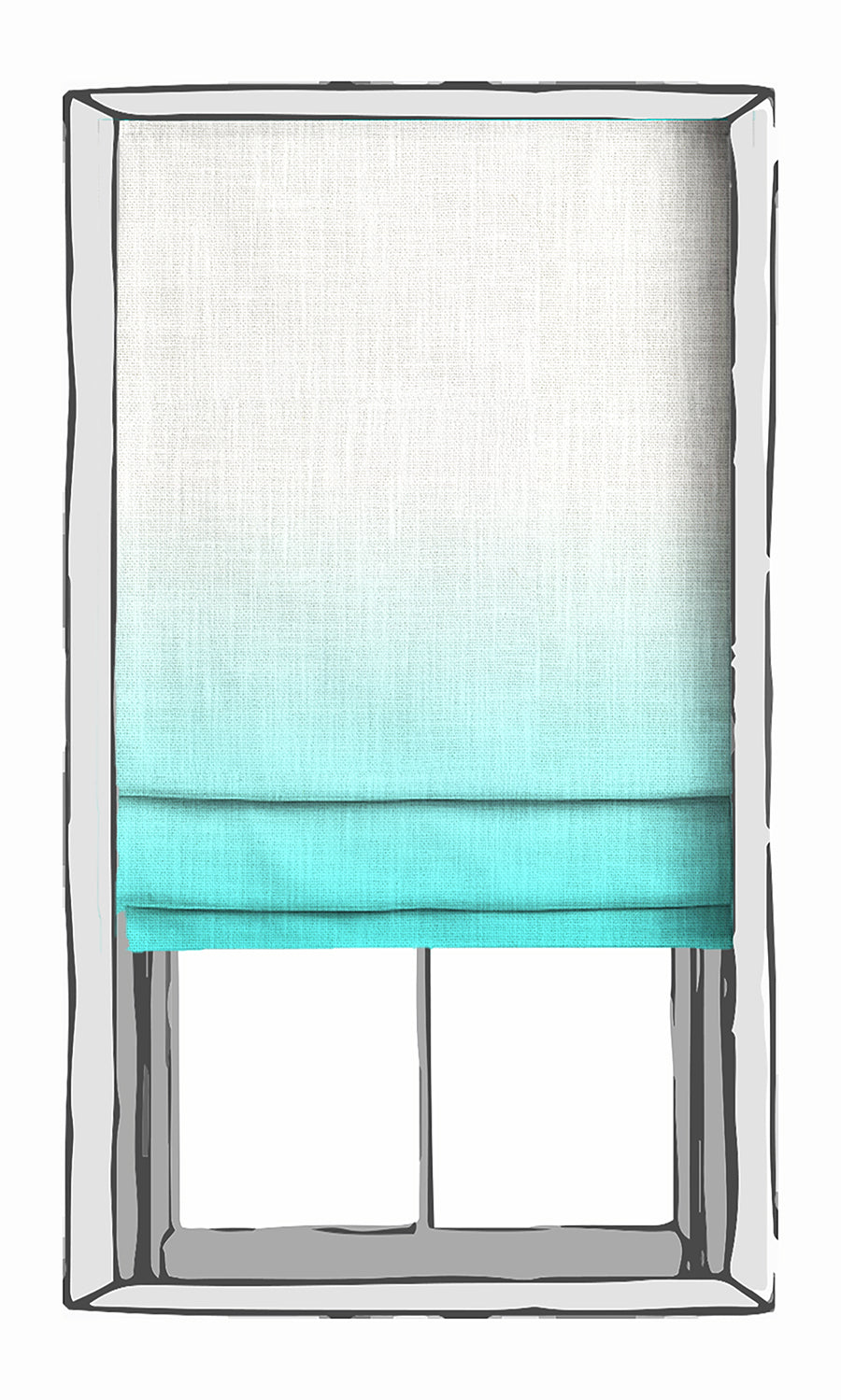 2-Tone Ombre Window Treatments Fabric By the Metre (White/ Blue)