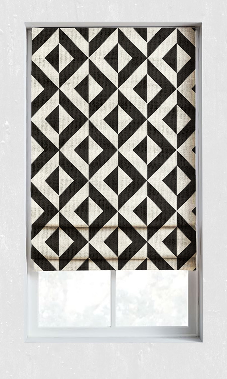 Geometrical Print Window Treatments Fabric Sample (Black/ Ivory)