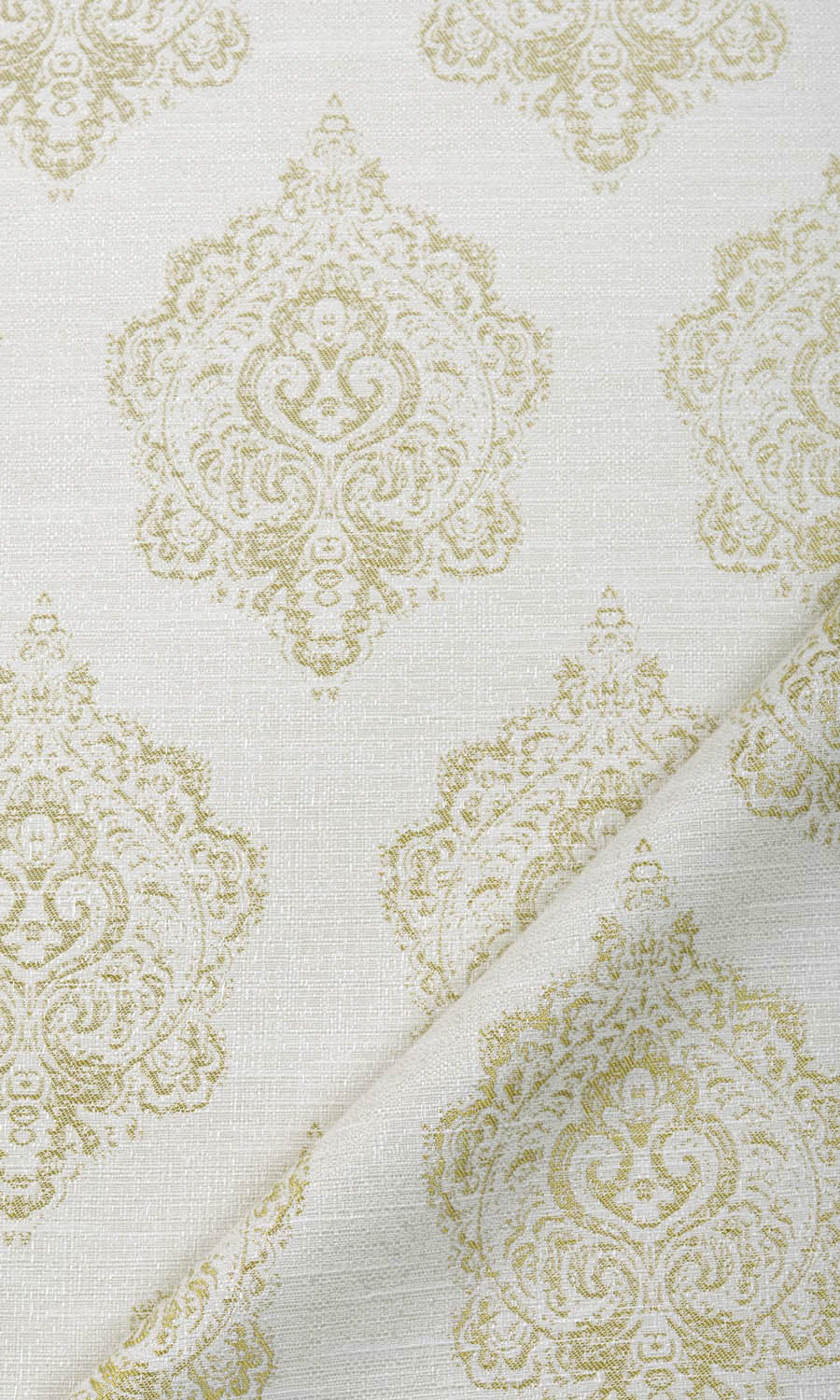 Patterned Fabric Material By the Metre (Off White/ Green)