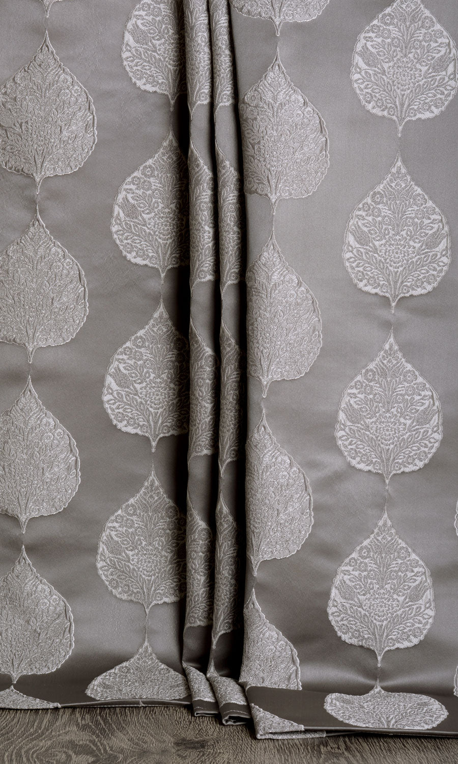Ogee Patterned  Home Textile Fabric Material By the Metre (Pale Gray)