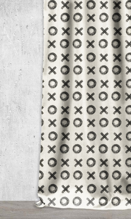 Print Curtain Panels (Black/ Milky White)