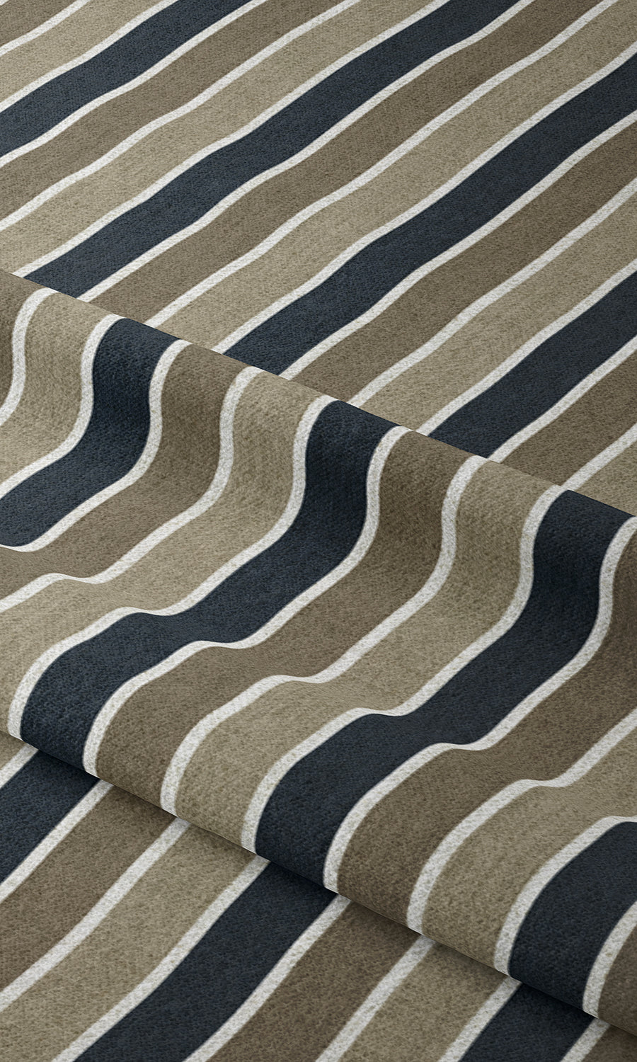 Striped Window Treatments Fabric Sample (Navy Blue/ Brown)