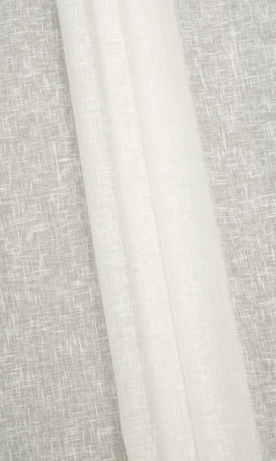 Linen-Texture Semi-Sheer Free Fabric Material Sample (Milky White)