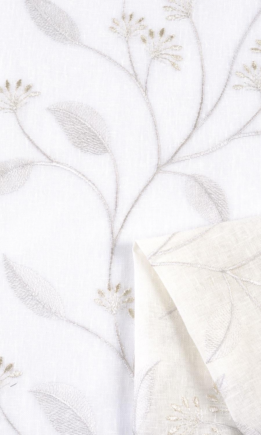 Sheer Floral Embroidered Window Treatments Fabric By the Metre (White/ Cream)