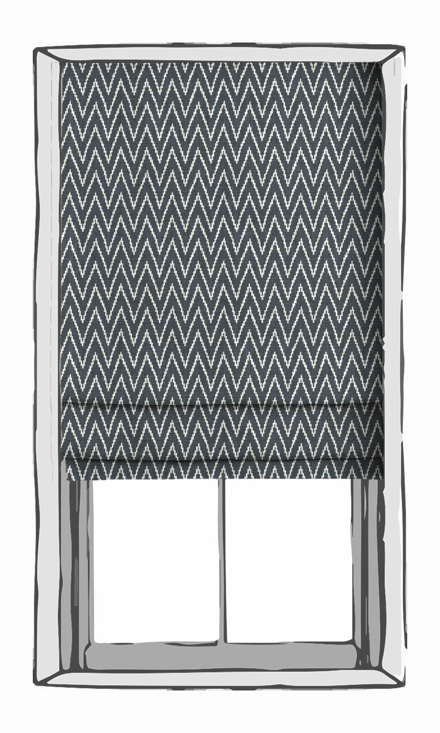 Chevron Print Fabric Material By the Metre (Petrol Blue/ White)