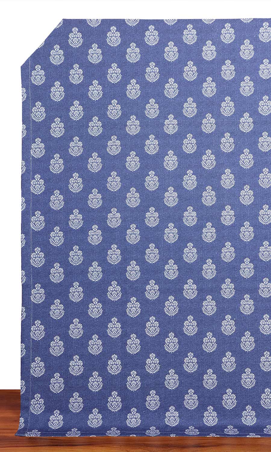 Floral Cotton Window Treatments Fabric Sample (Blue)