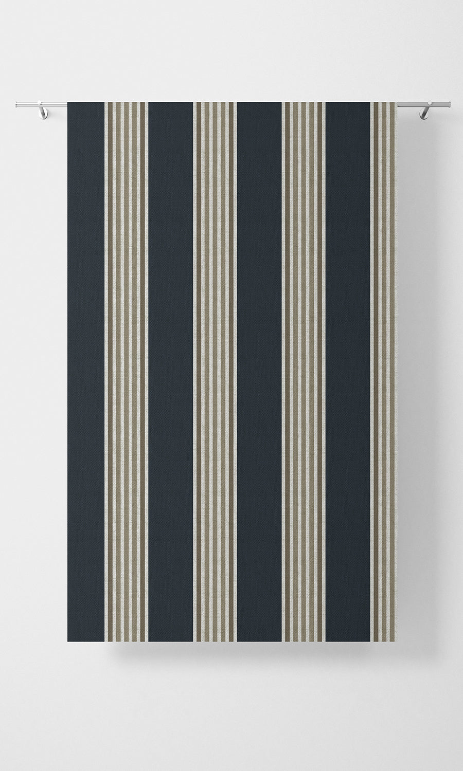 Modern Striped Home Textile Fabric Material Sample (Navy Blue/ Brown)
